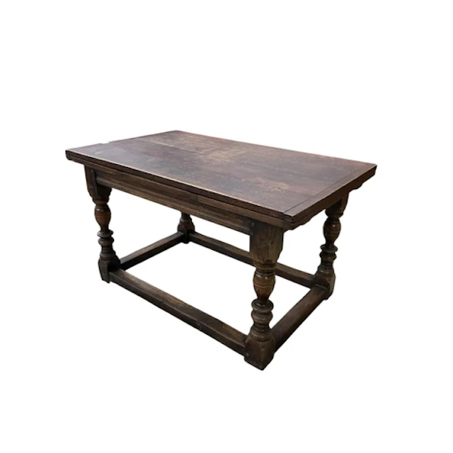 A reproduction 17th century style oak draw leaf refectory ta...