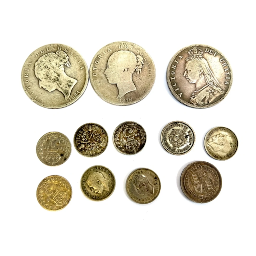 A small quantity of antique silver coins to include Queen Vi...