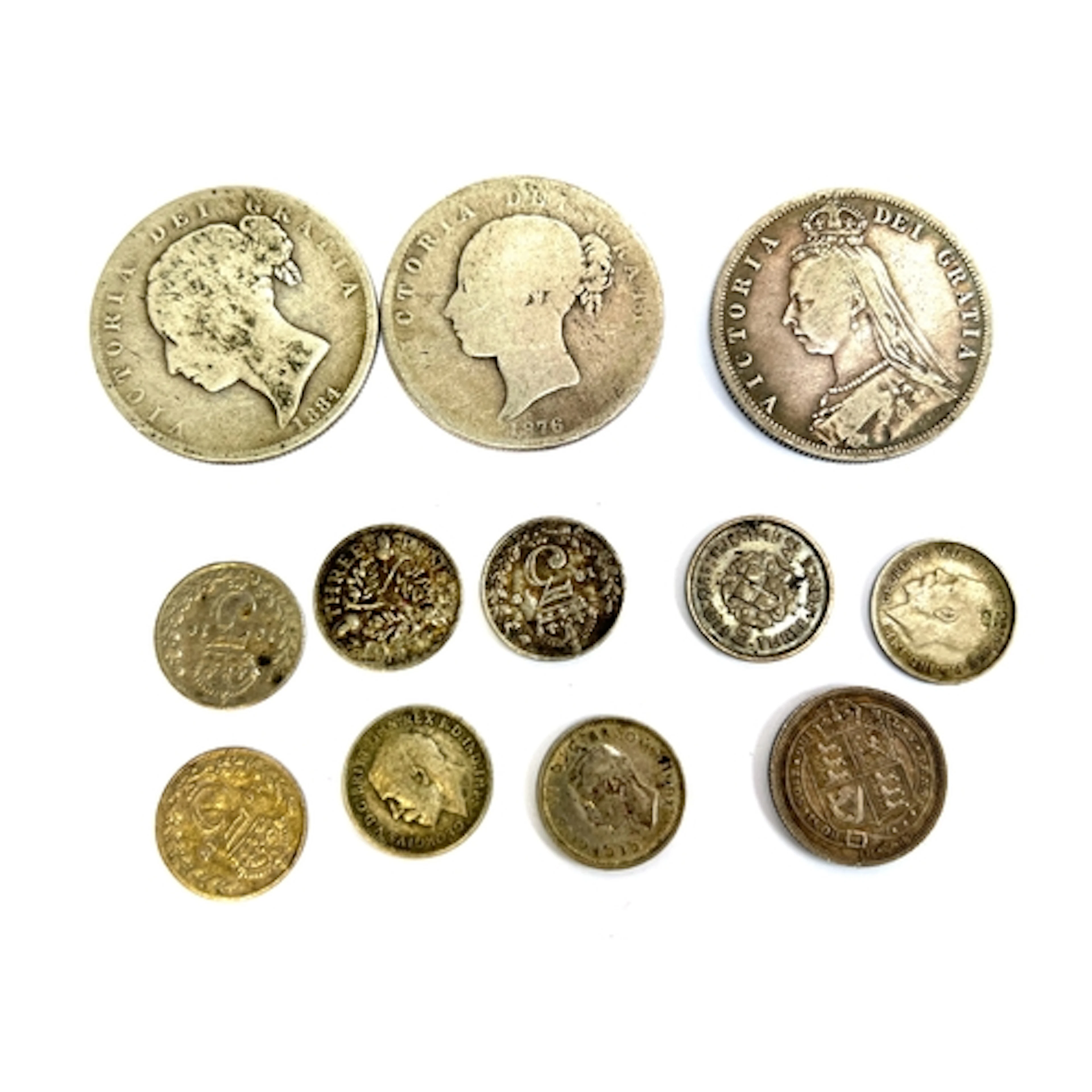 A small quantity of antique silver coins to include Queen Vi...