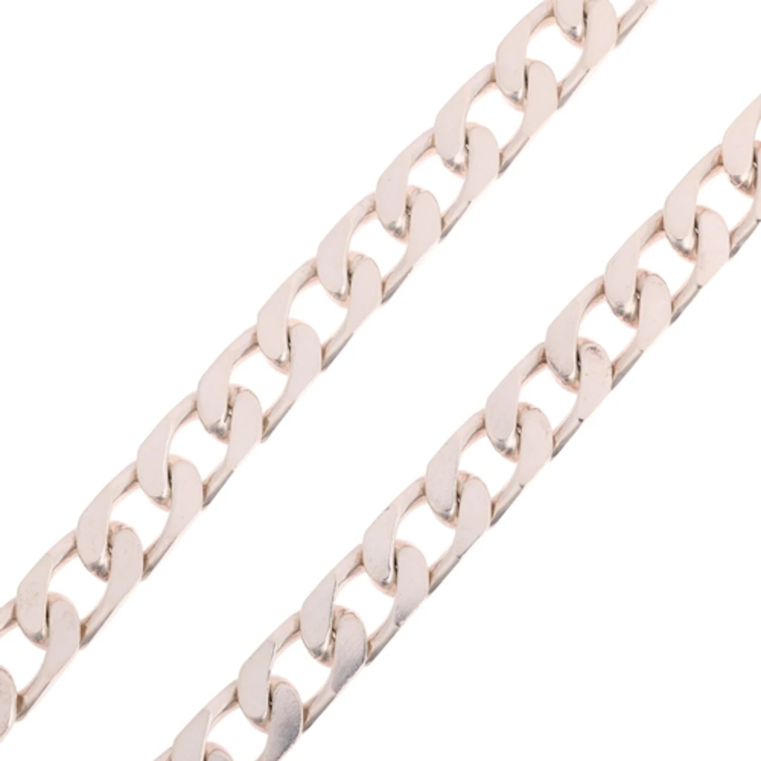 A heavy Italian sterling silver solid flat curb link chain n...