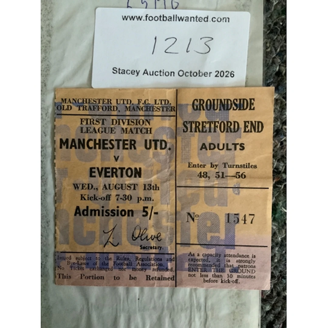 1969/70 Manchester United v Everton Football Ticket: Good co...