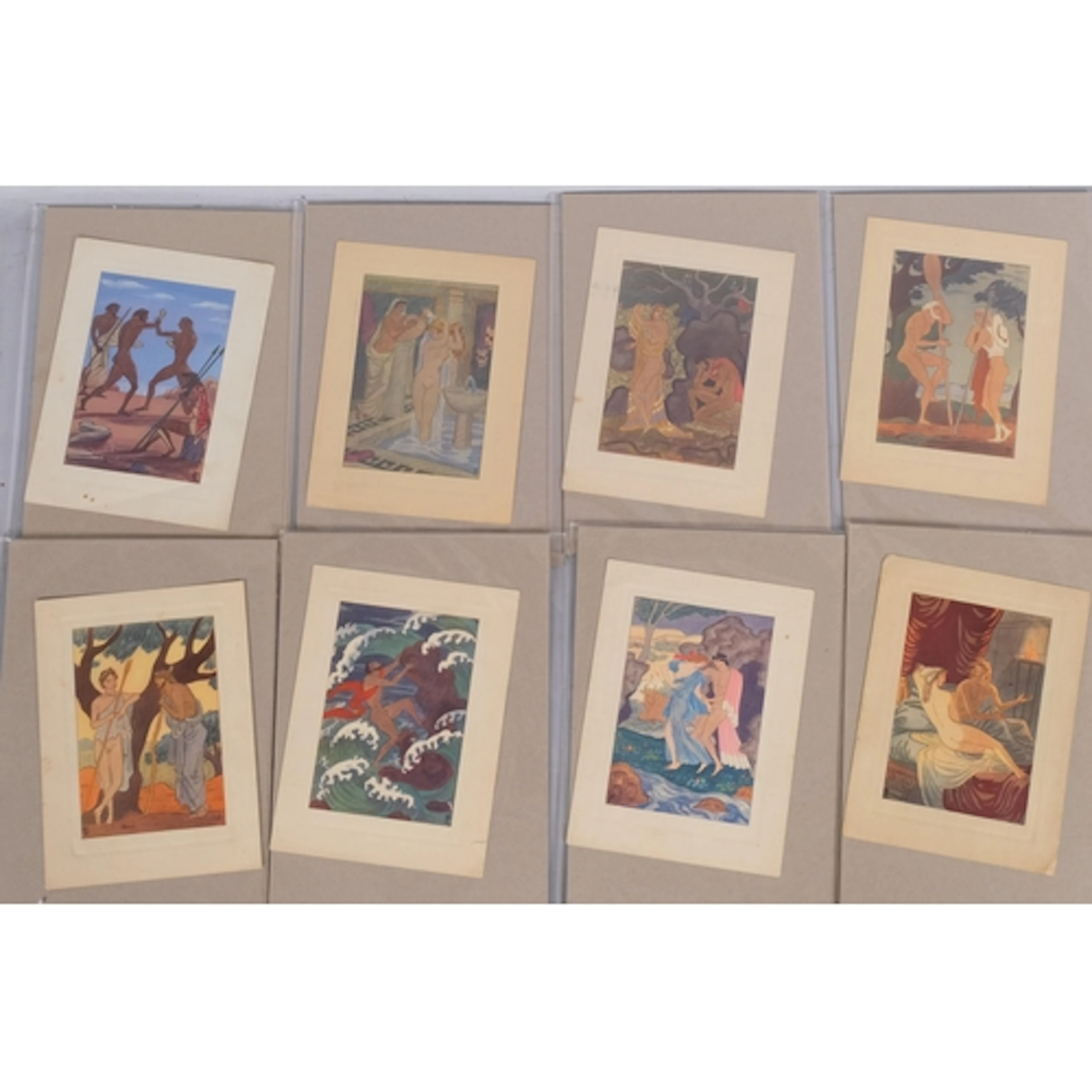Georges Barbier, scenes from the Iliad, group of 8 colour li...