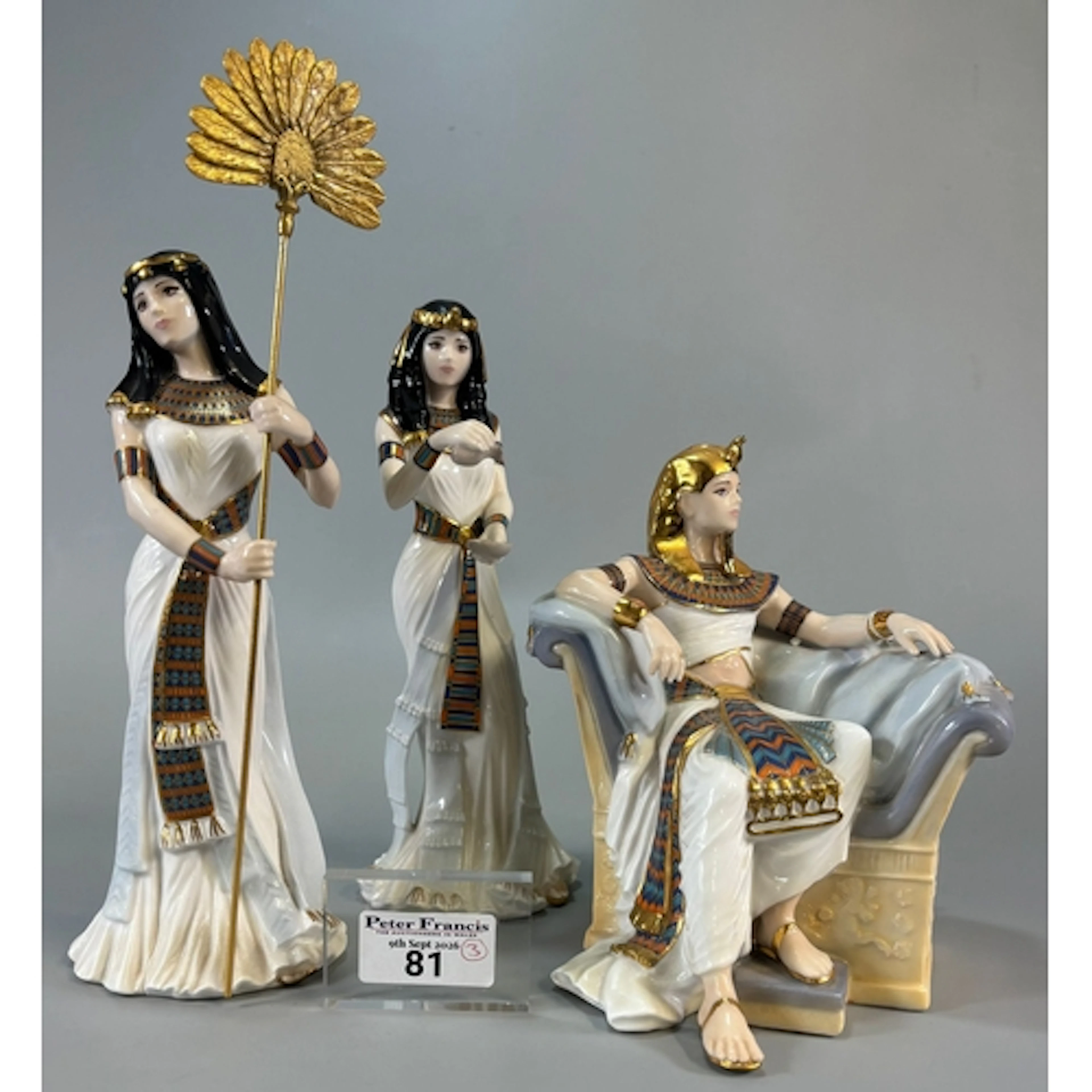 Three Royal Worcester The Court of Tutankhamun figurines to ...