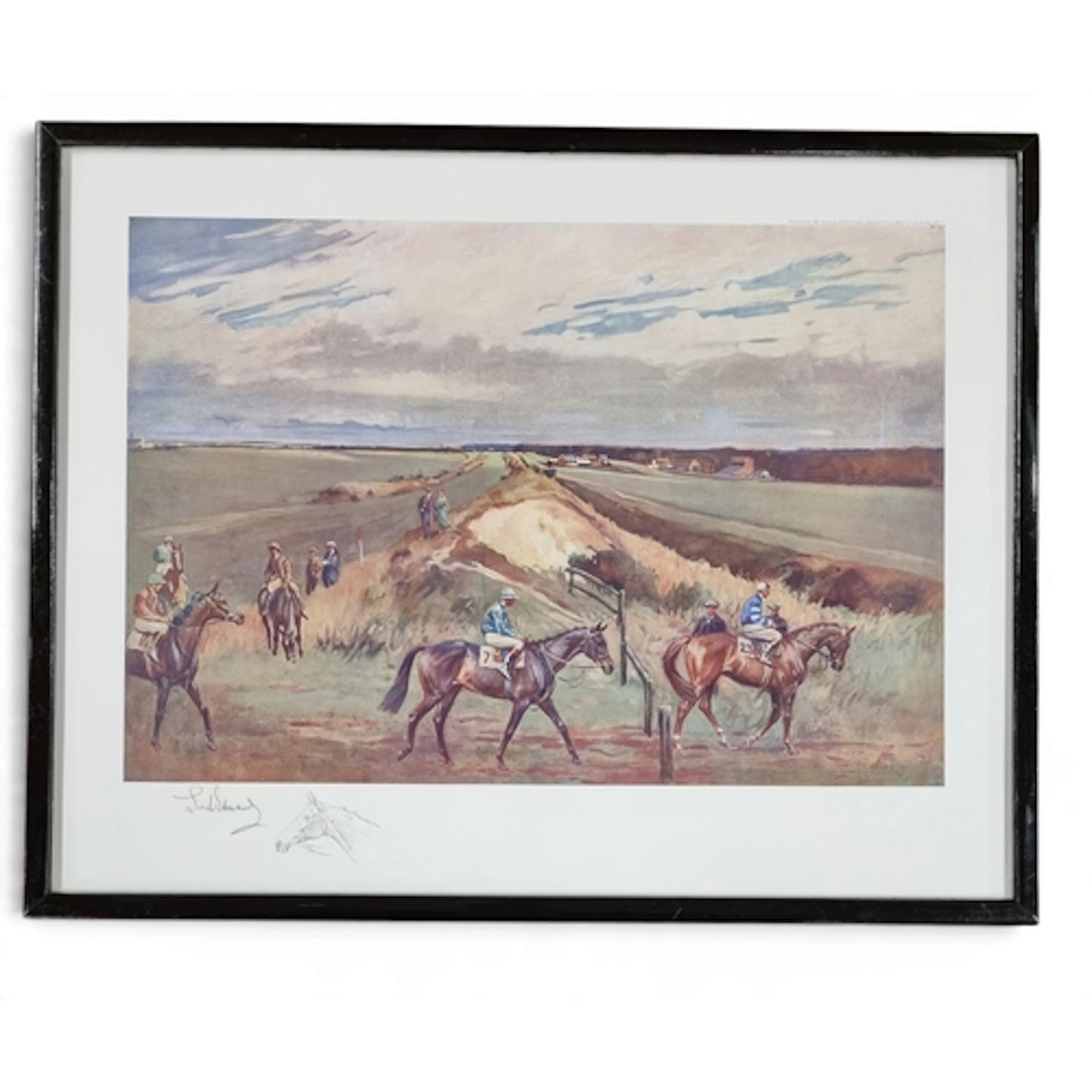 Lionel Edwards. A 20th century coloured Print of race horses...