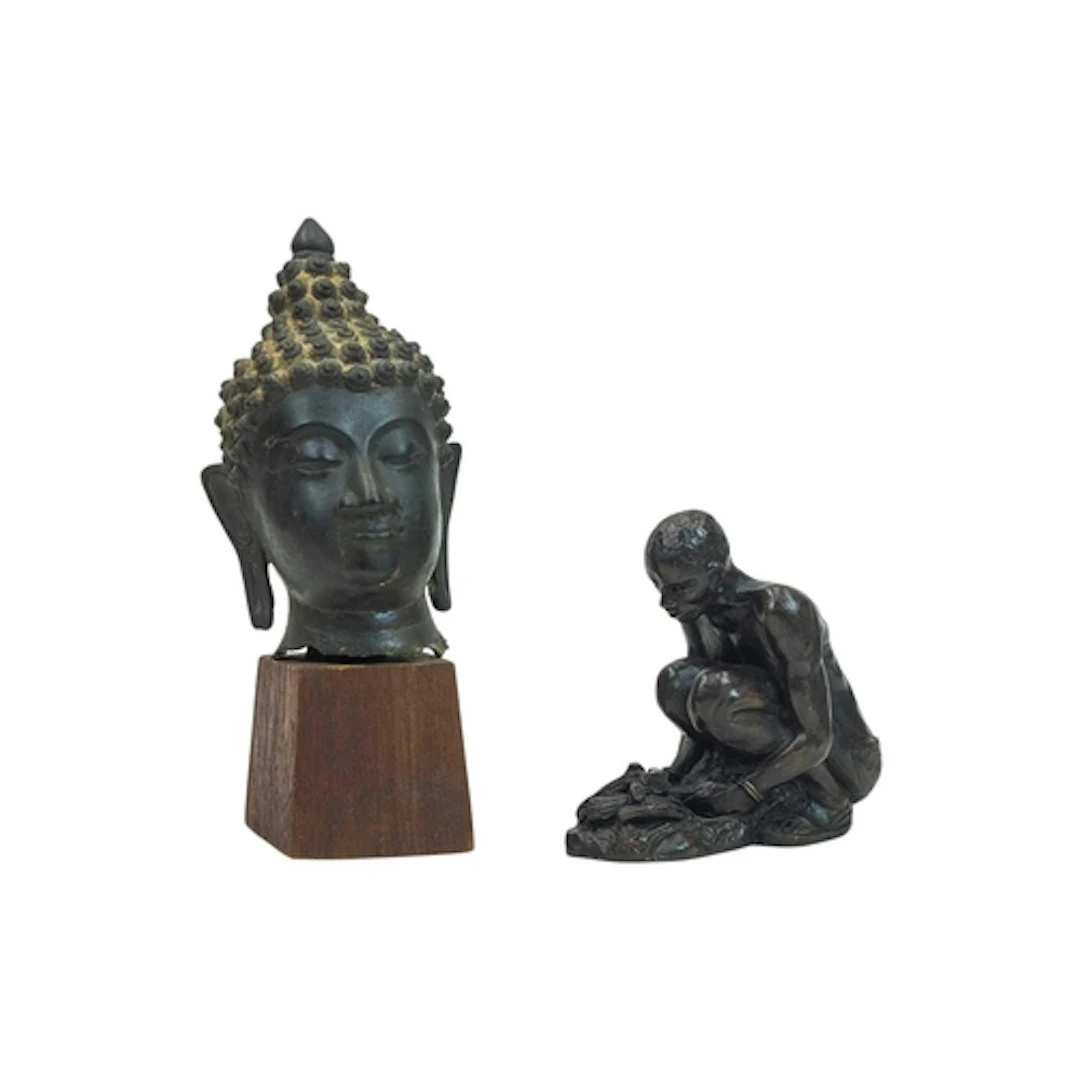 A Thai bronze Buddha head. 18th/19th century, cast with a se...