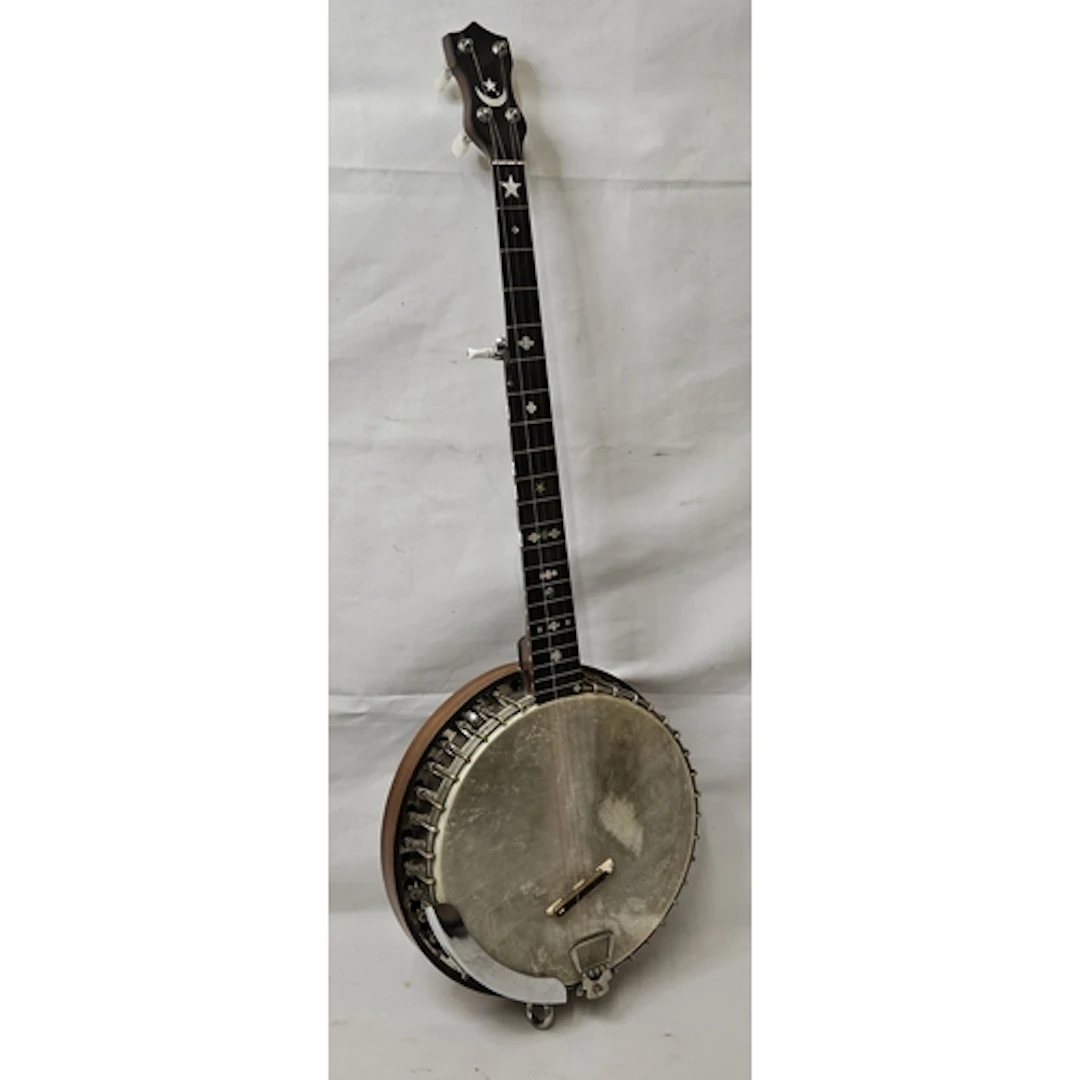 5 String Banjo with mother of pearl inlaid motifs, approx. 9...