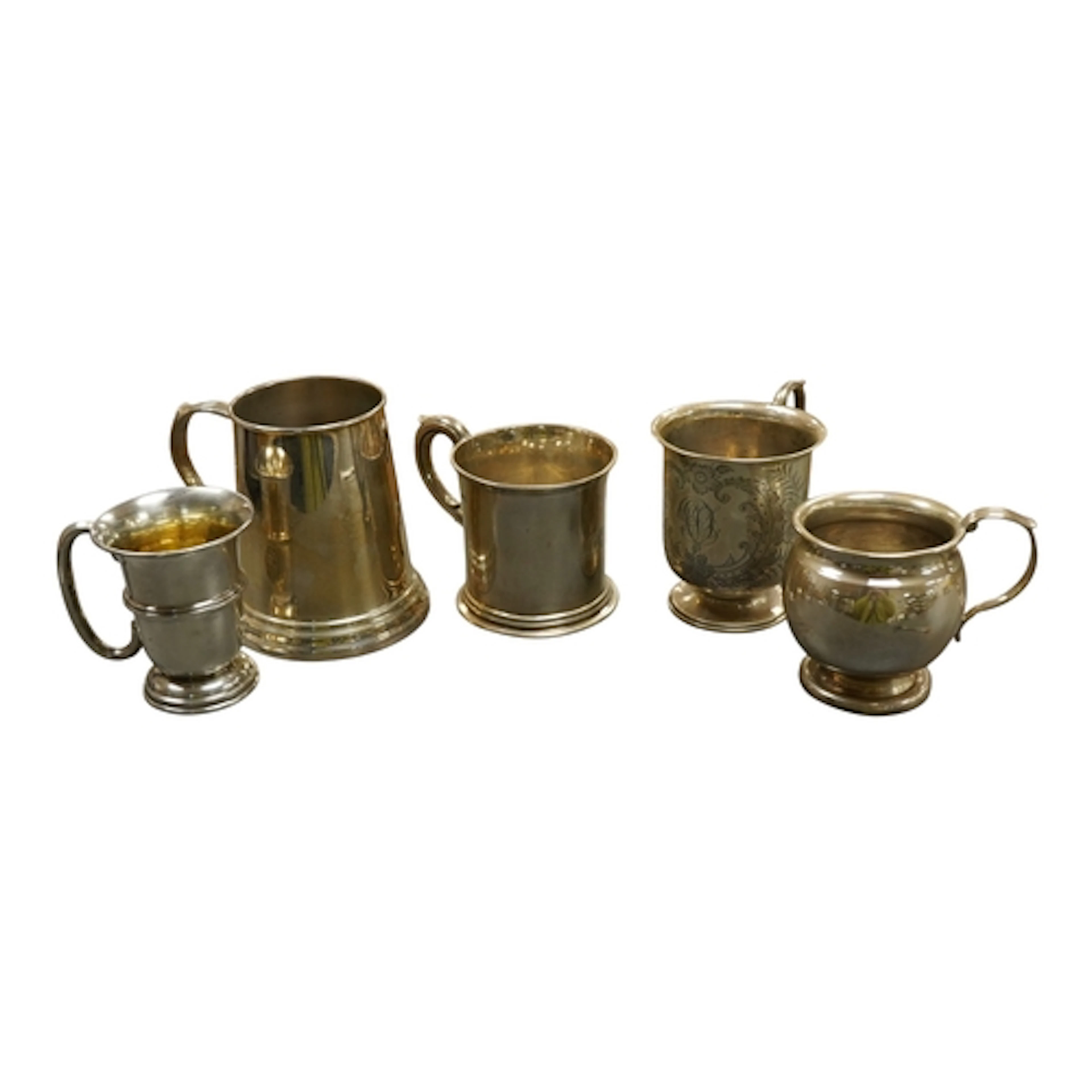 An Italian 800 standard white metal mug, height 99mm, togeth...
