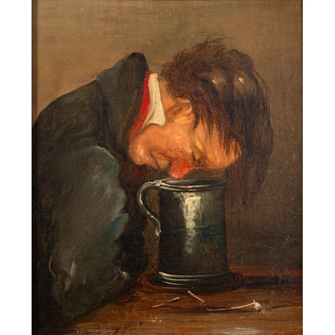 J Northcote (?) (19th Century school) - Study of a drunk pe...