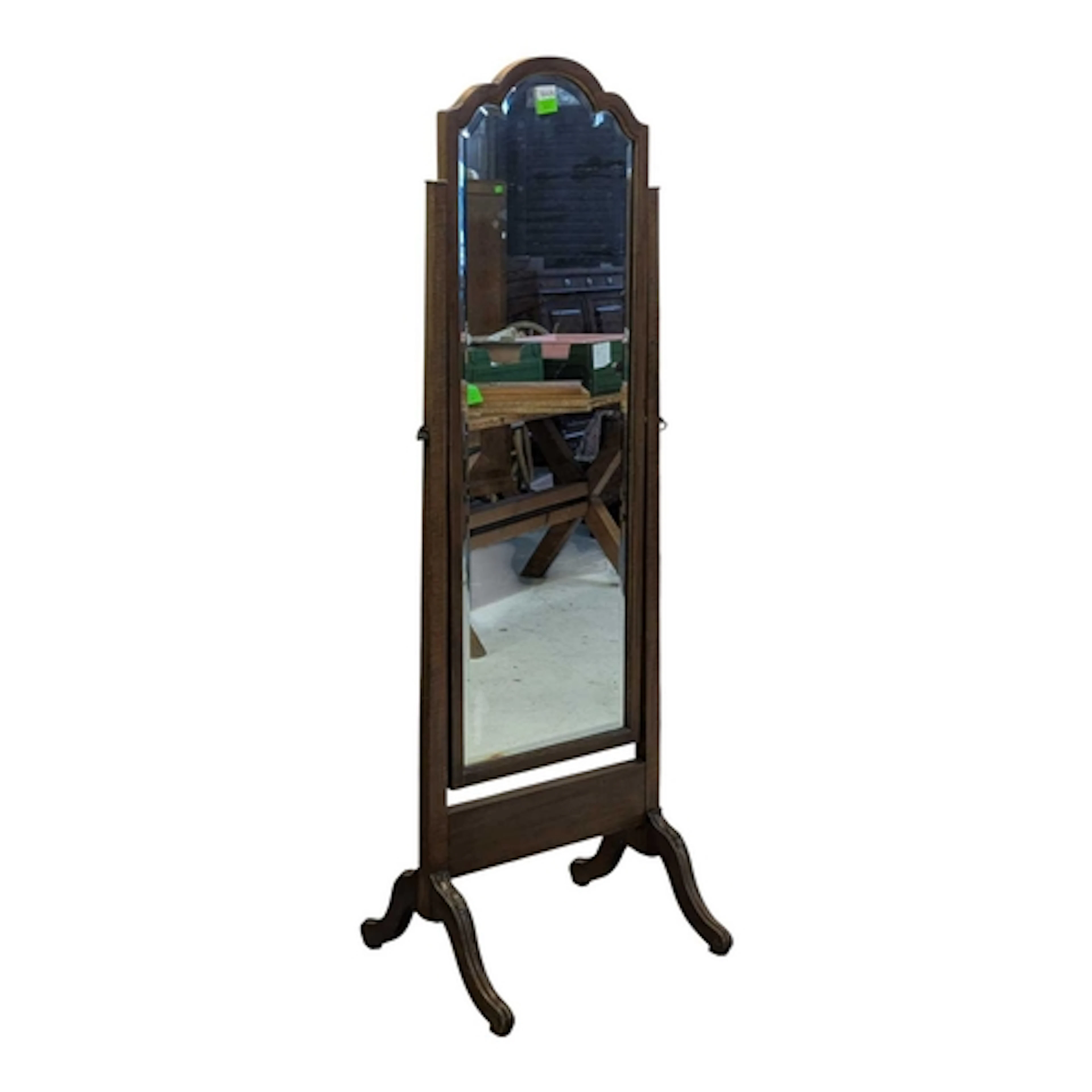 An early 20th century mahogany freestanding cheval mirror. T...