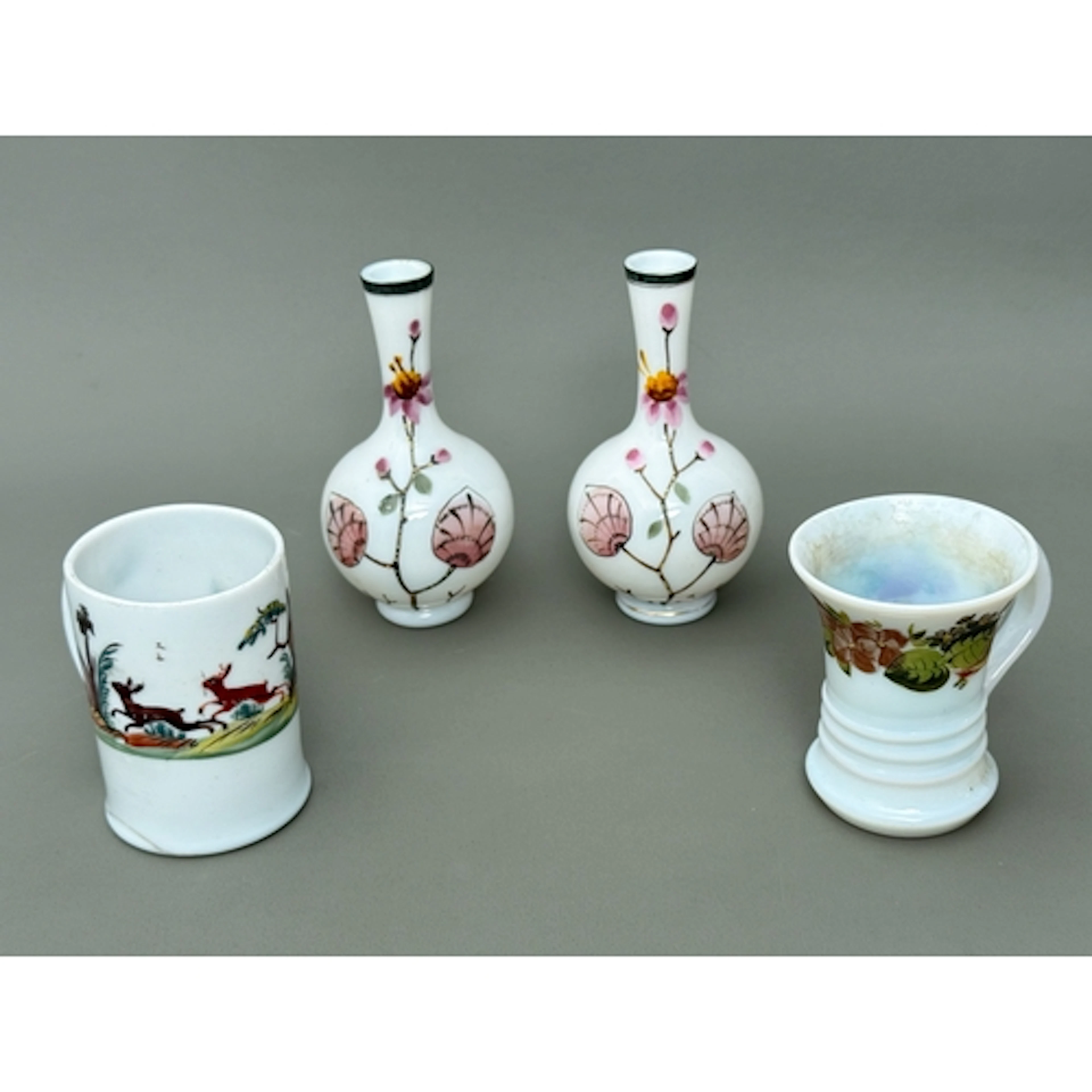A small group of Victorian and earlier milk glassware - comp...
