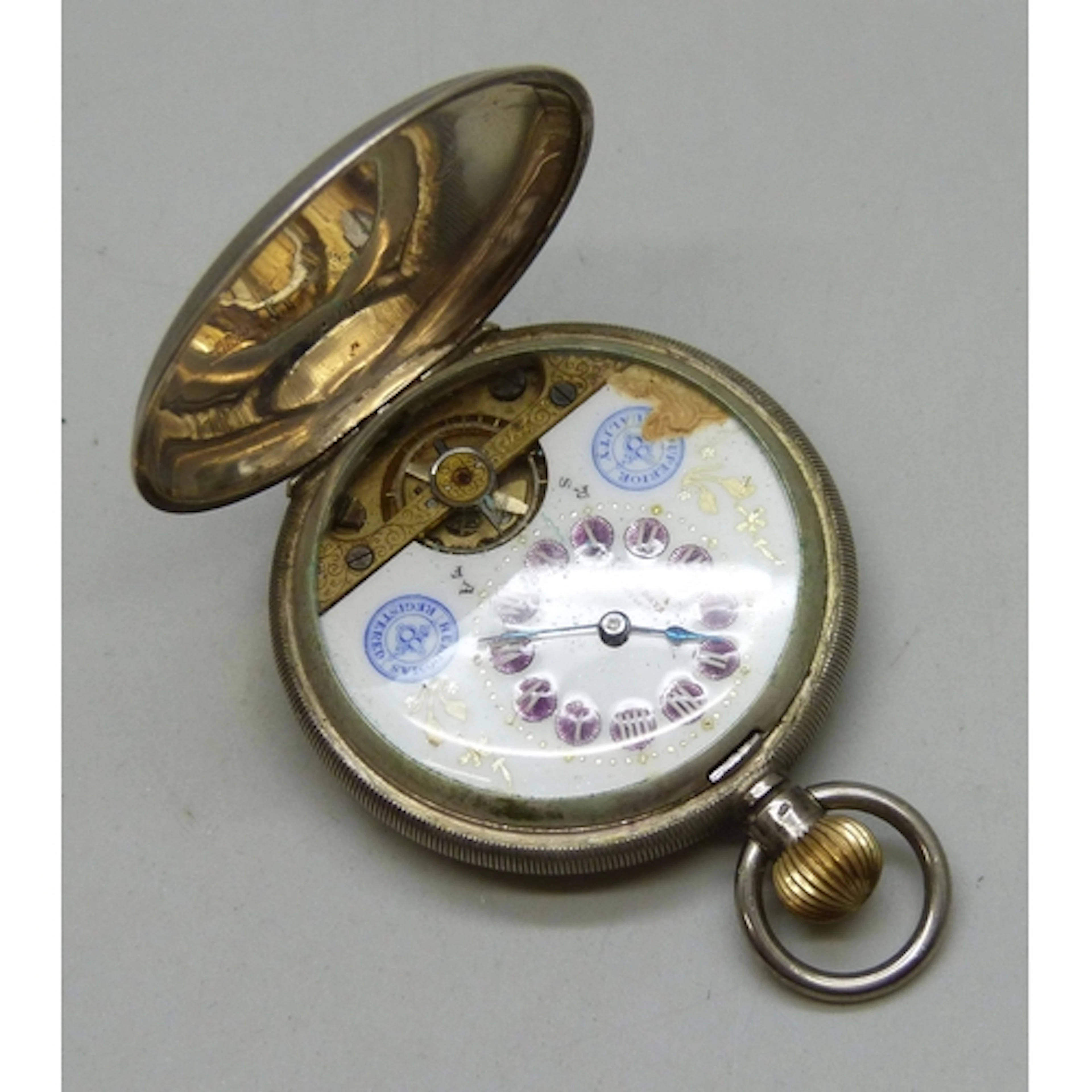 A Hebdomas .800 silver full hunter pocket watch, 90g