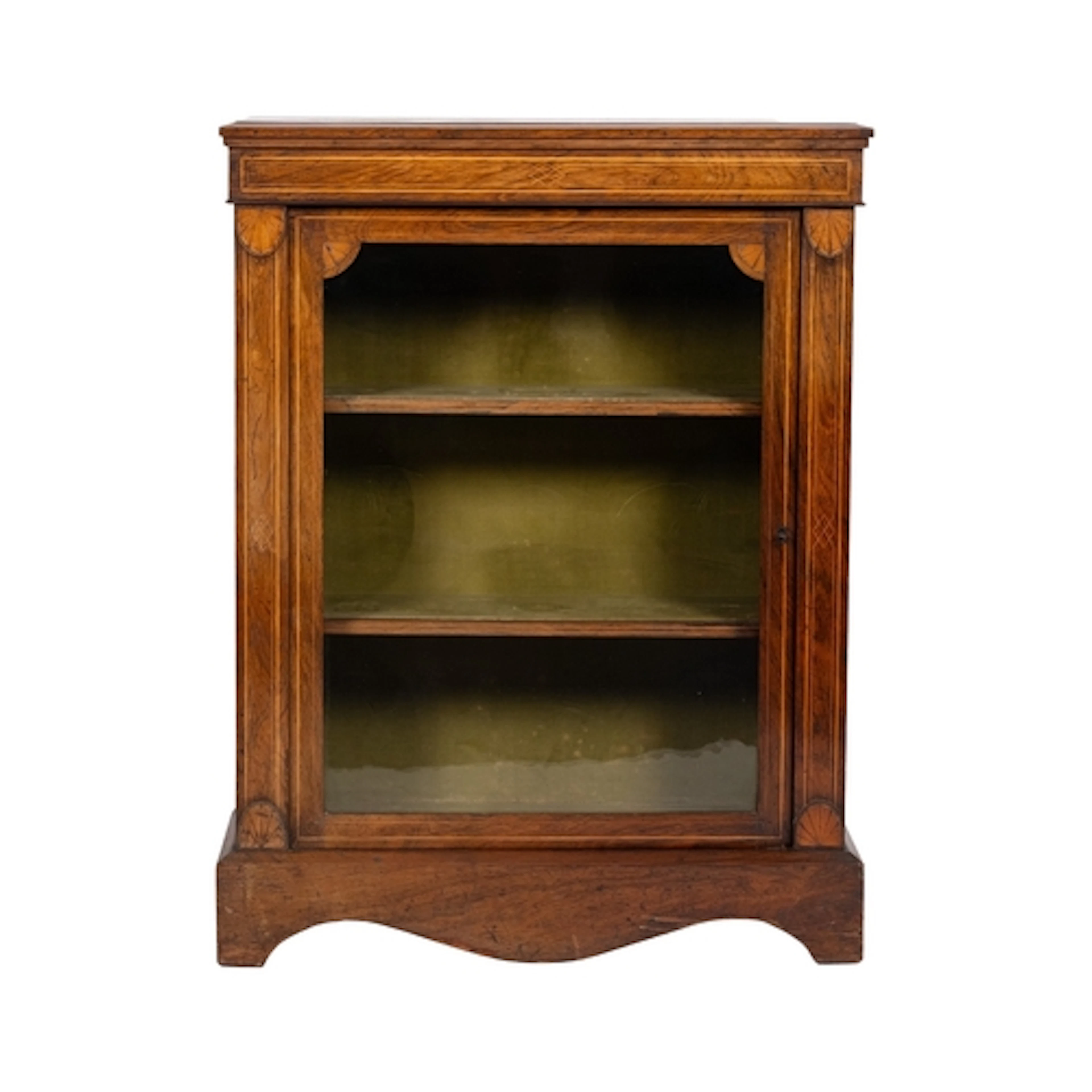 A Victorian rosewood and line inlaid pier display cabinet, l...