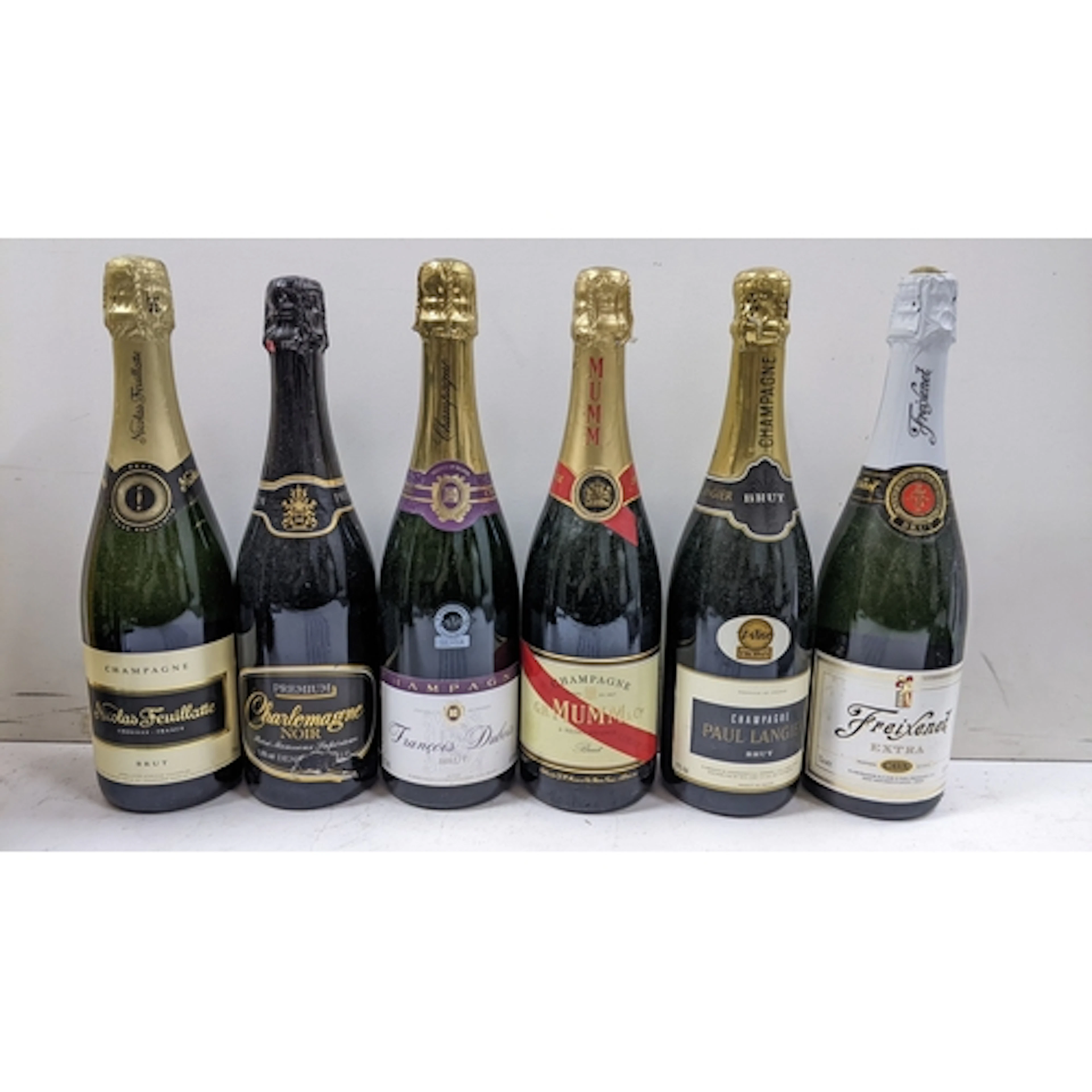 A group of 6 bottles of assorted champagne and sparkling win...