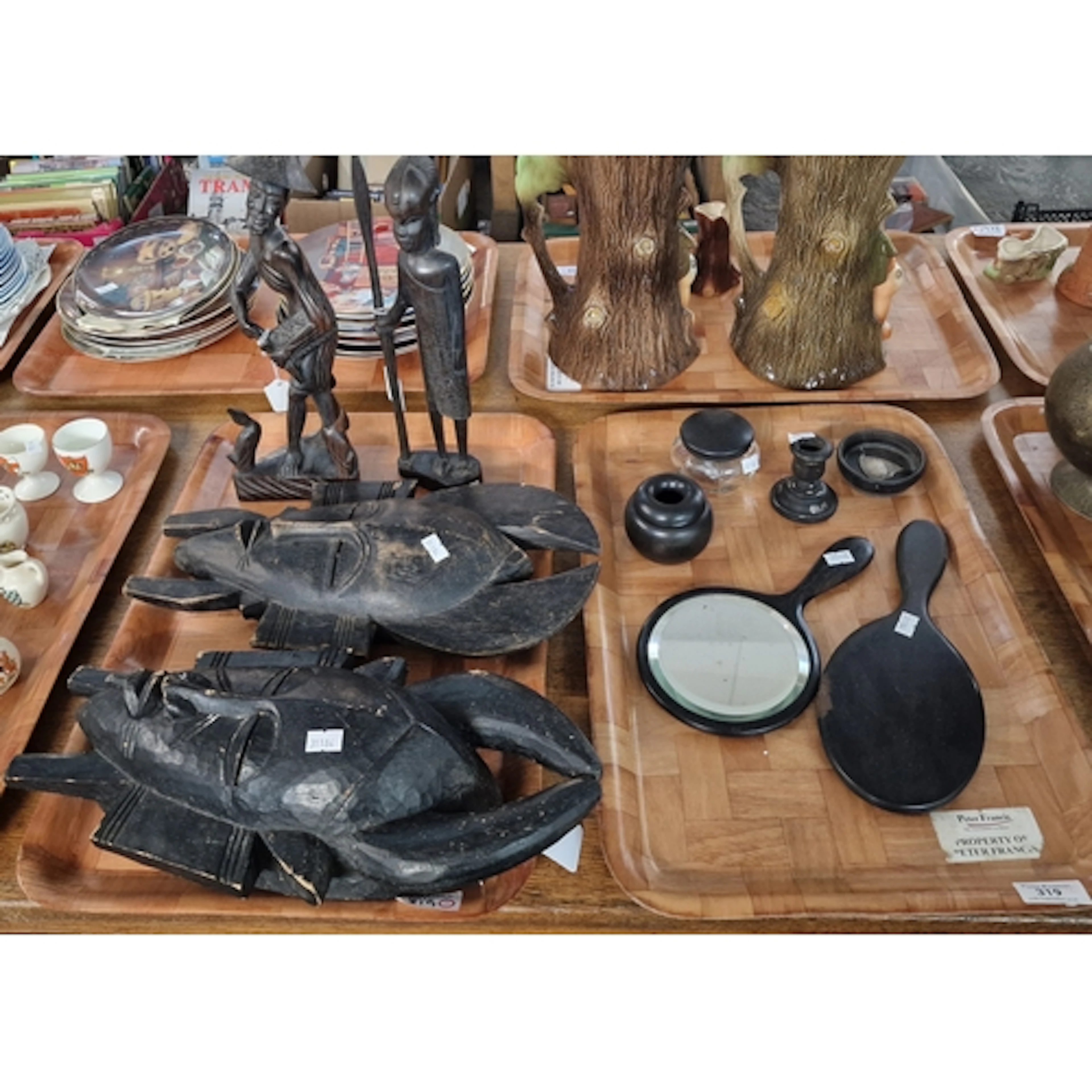 Early 20th century ebony dressing table set, together with t...