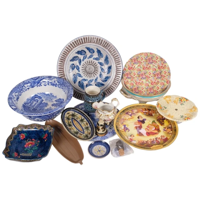 A Spode Italian bowl, 31.5cm across, and cake stand, and oth...