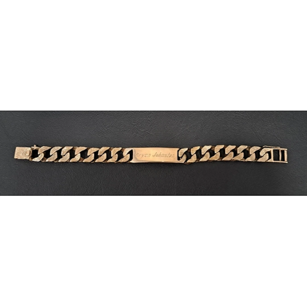 HEAVY NINE CARAT GOLD IDENTITY BRACELET the curb link bracel...