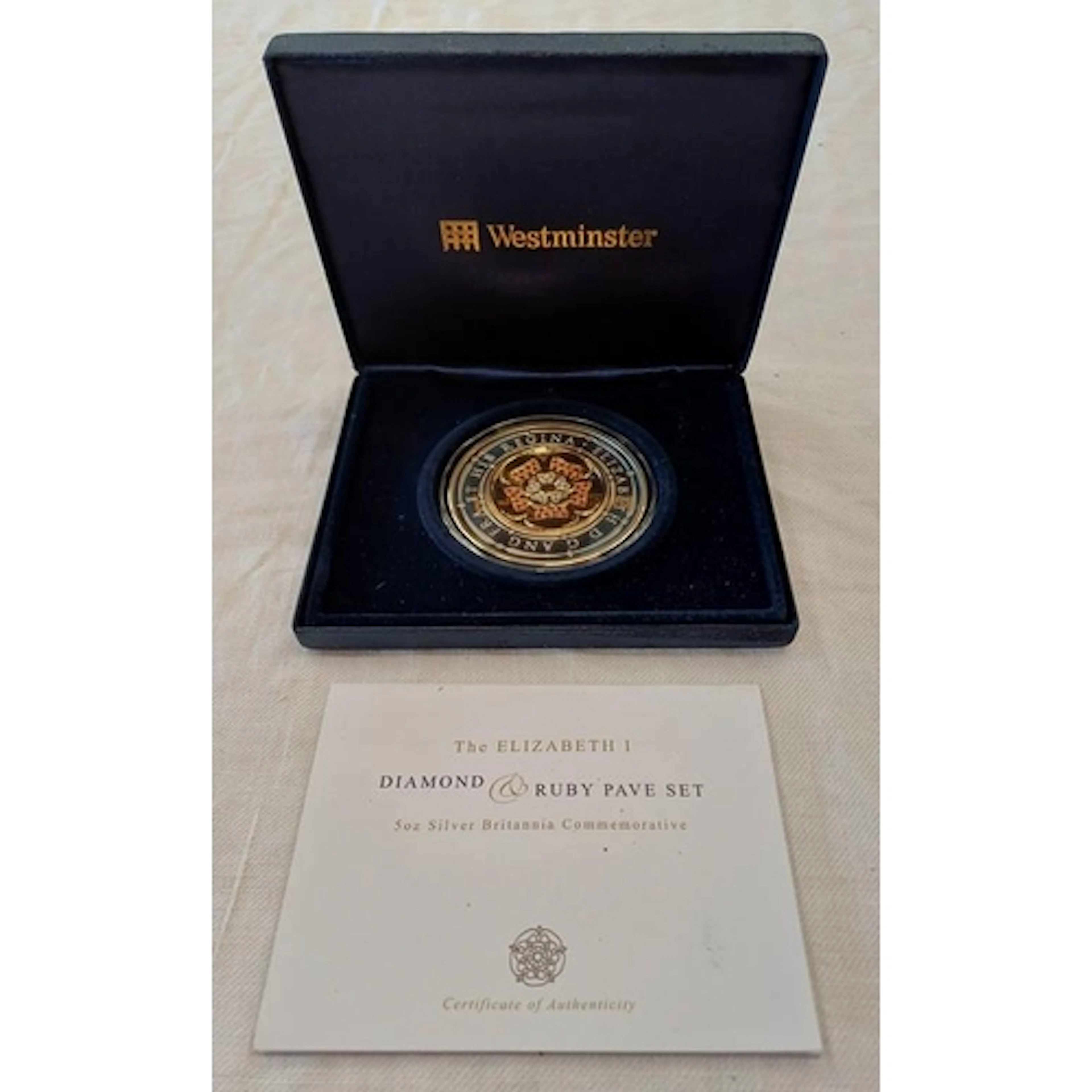 2008 THE ELIZABETH I DIAMOND & RUBY PAVE SET 5OZ SILVER BRIT...