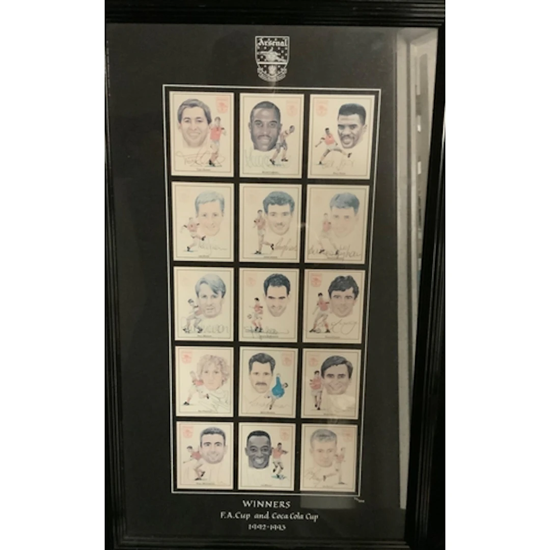 Arsenal 1993 Double Cup Winners Signed Framed Football Cards...