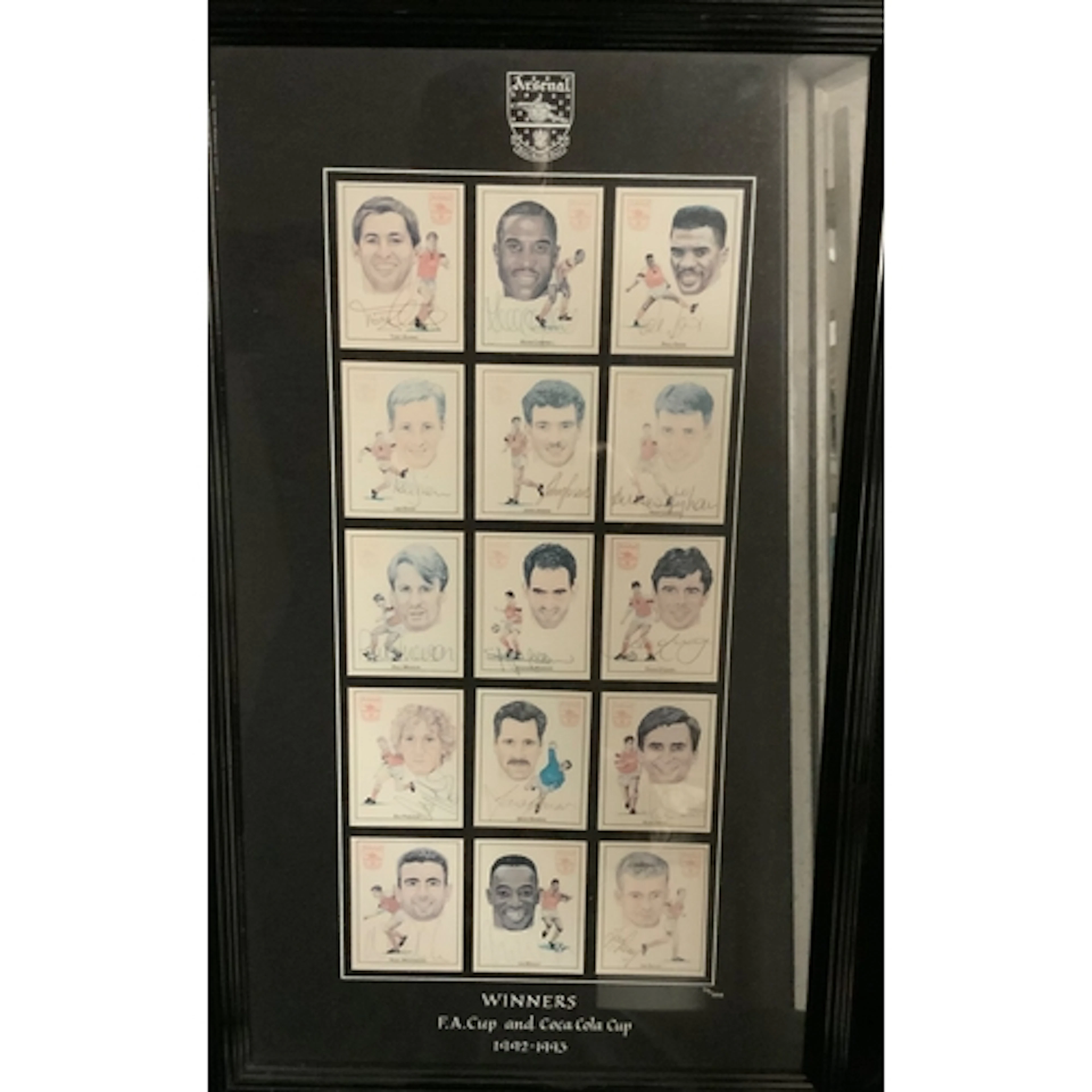 Arsenal 1993 Double Cup Winners Signed Framed Football Cards...