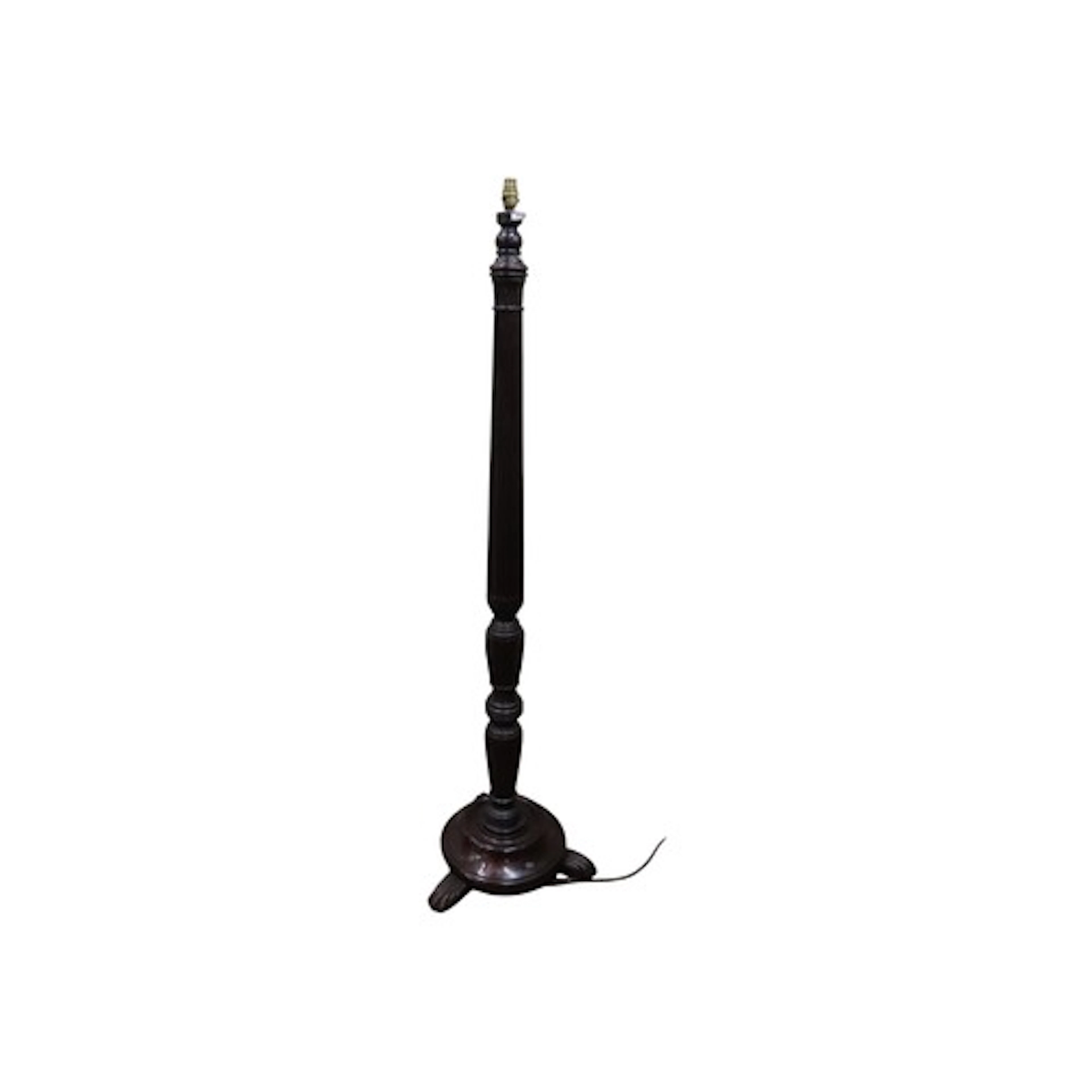 An Edwardian mahogany lamp standard with fluted column suppo...