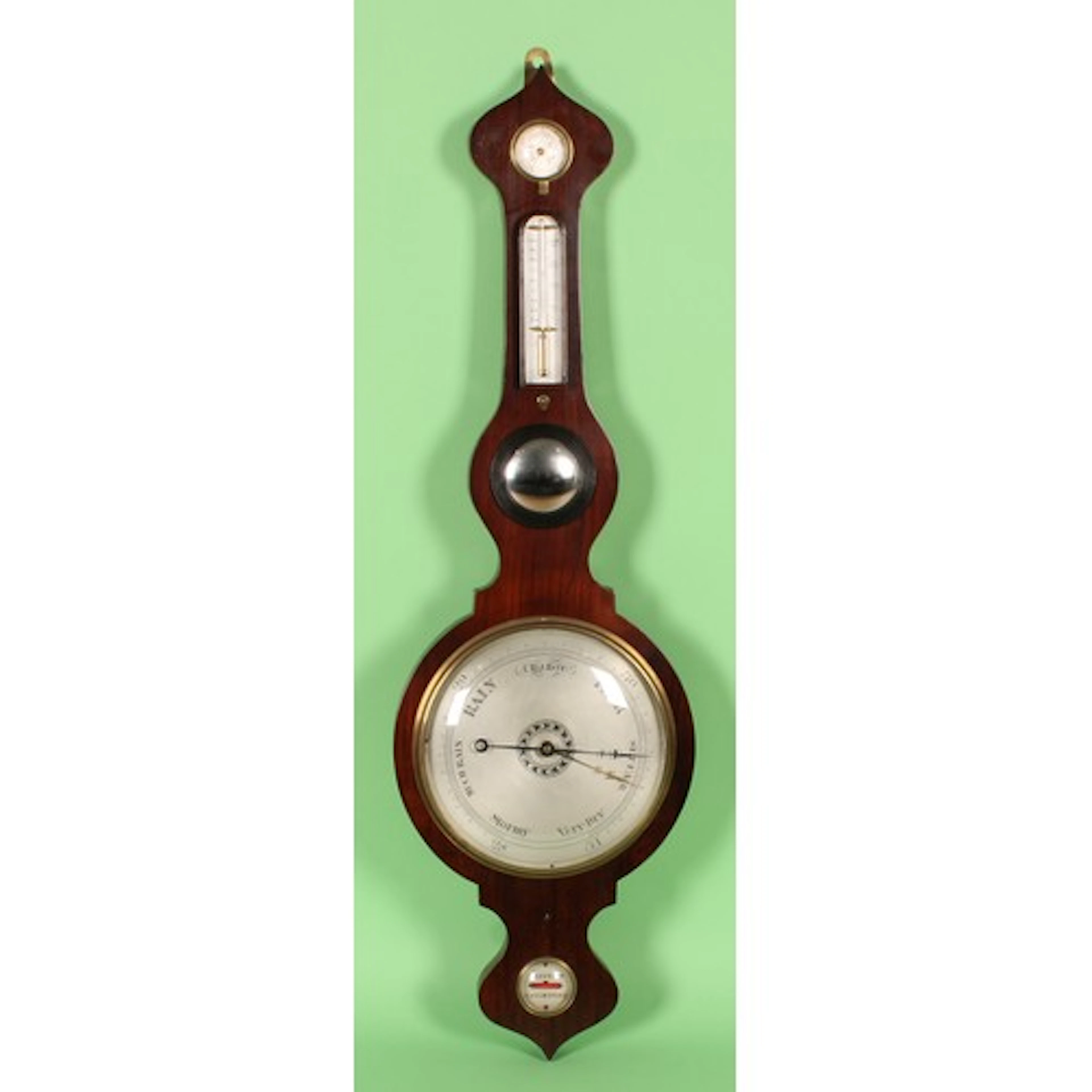 A Victorian rosewood wheel barometer, 24.5cm silvered regist...