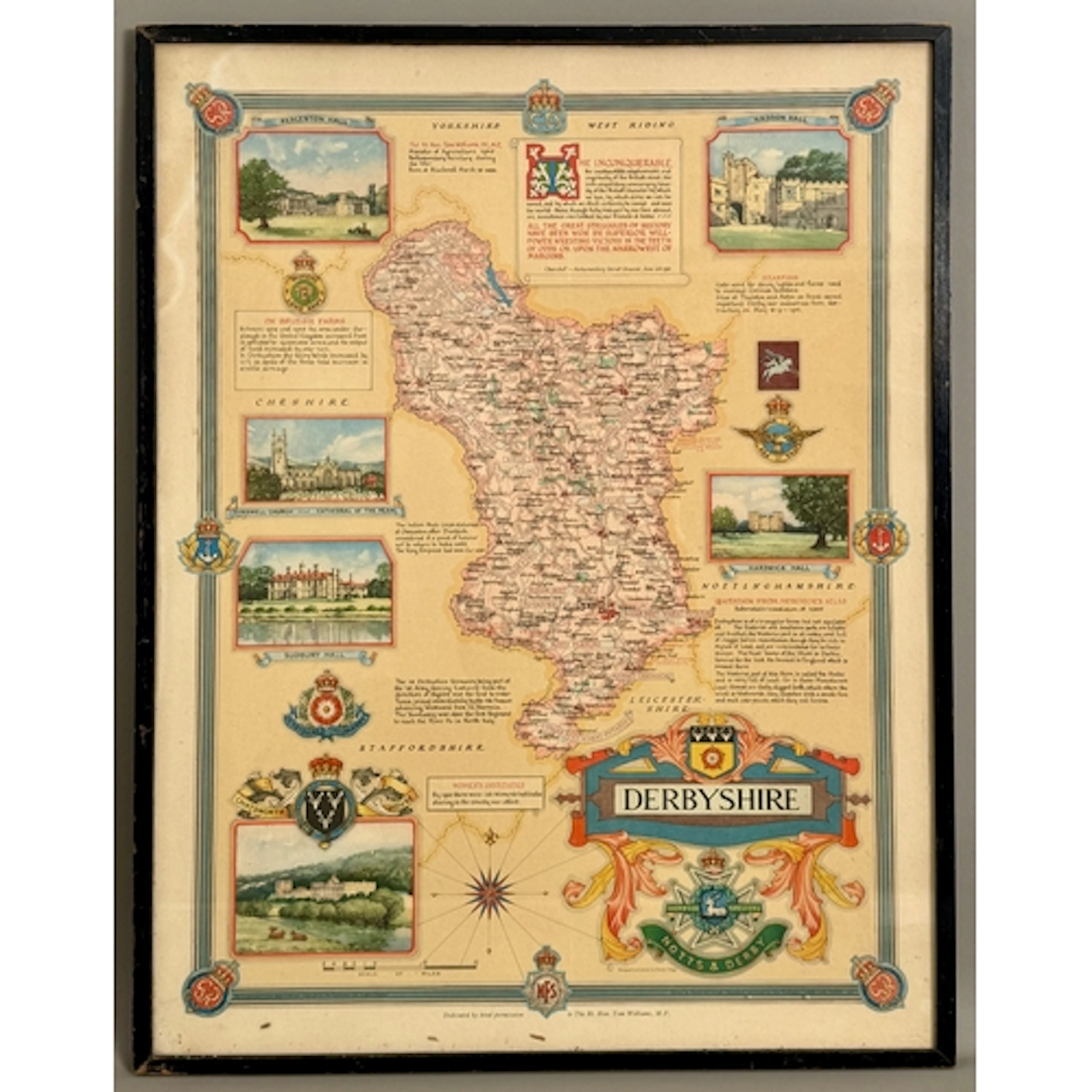 Two framed and glazed maps and a gilt frame - 1. 'Derbyshir...