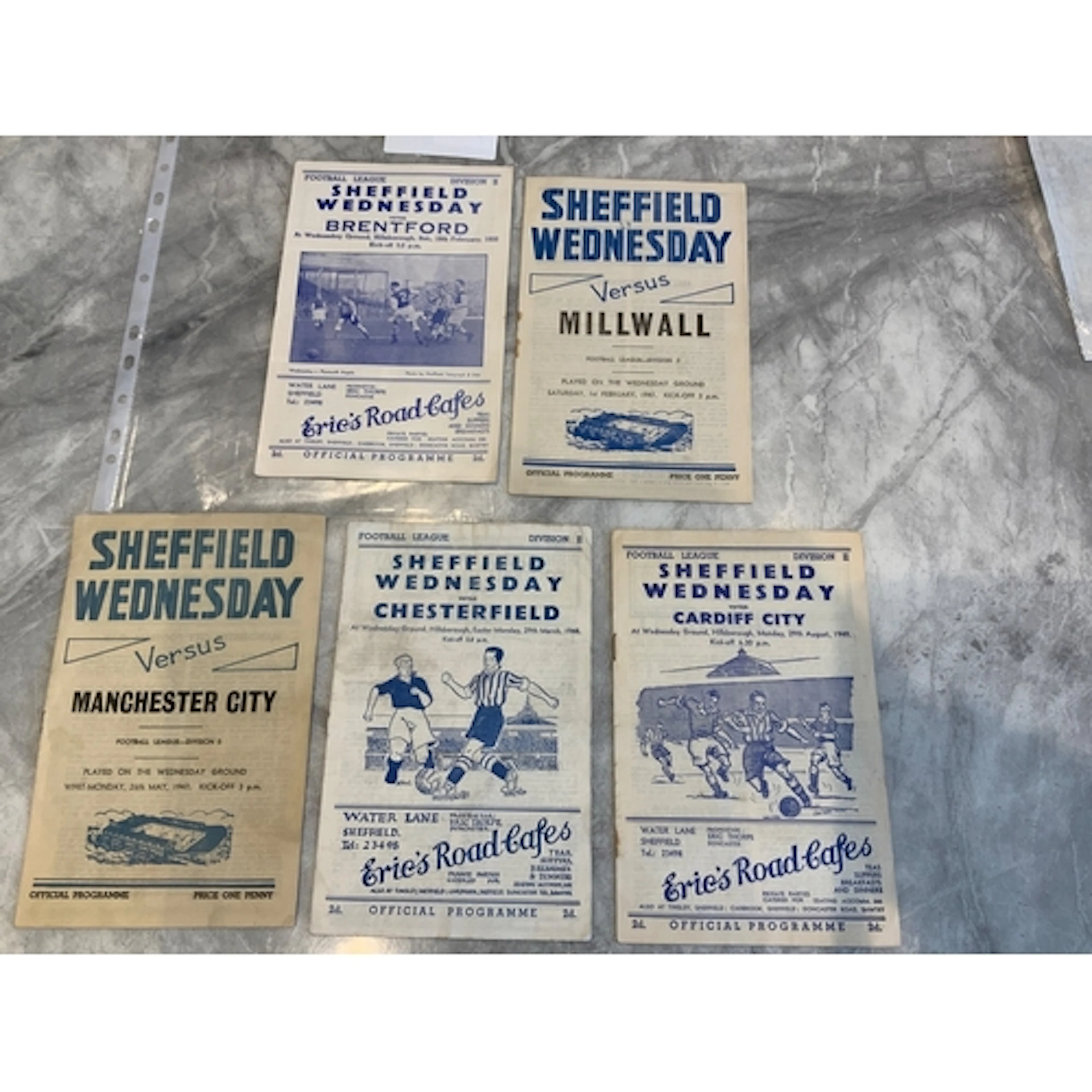 Sheffield Wednesday Home Football Programmes: 46/47 Millwall...