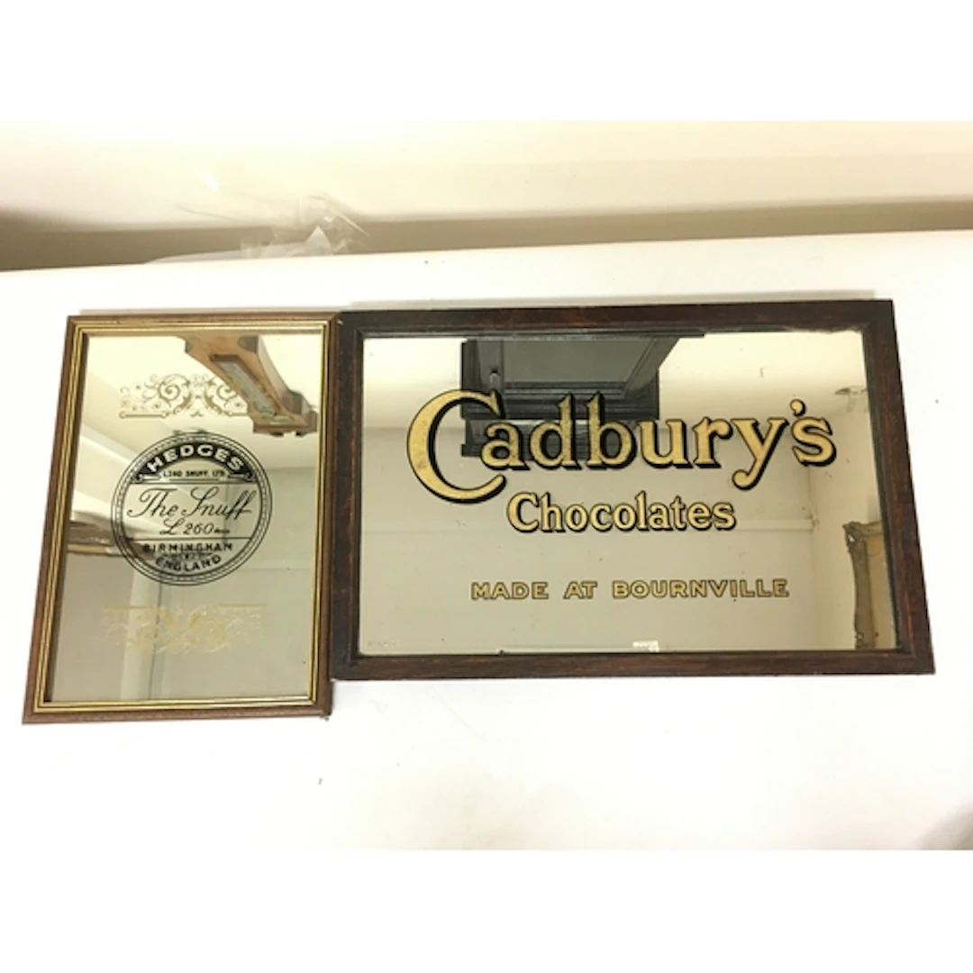 Two vintage advertising mirrors Cadbury chocolates made in B...