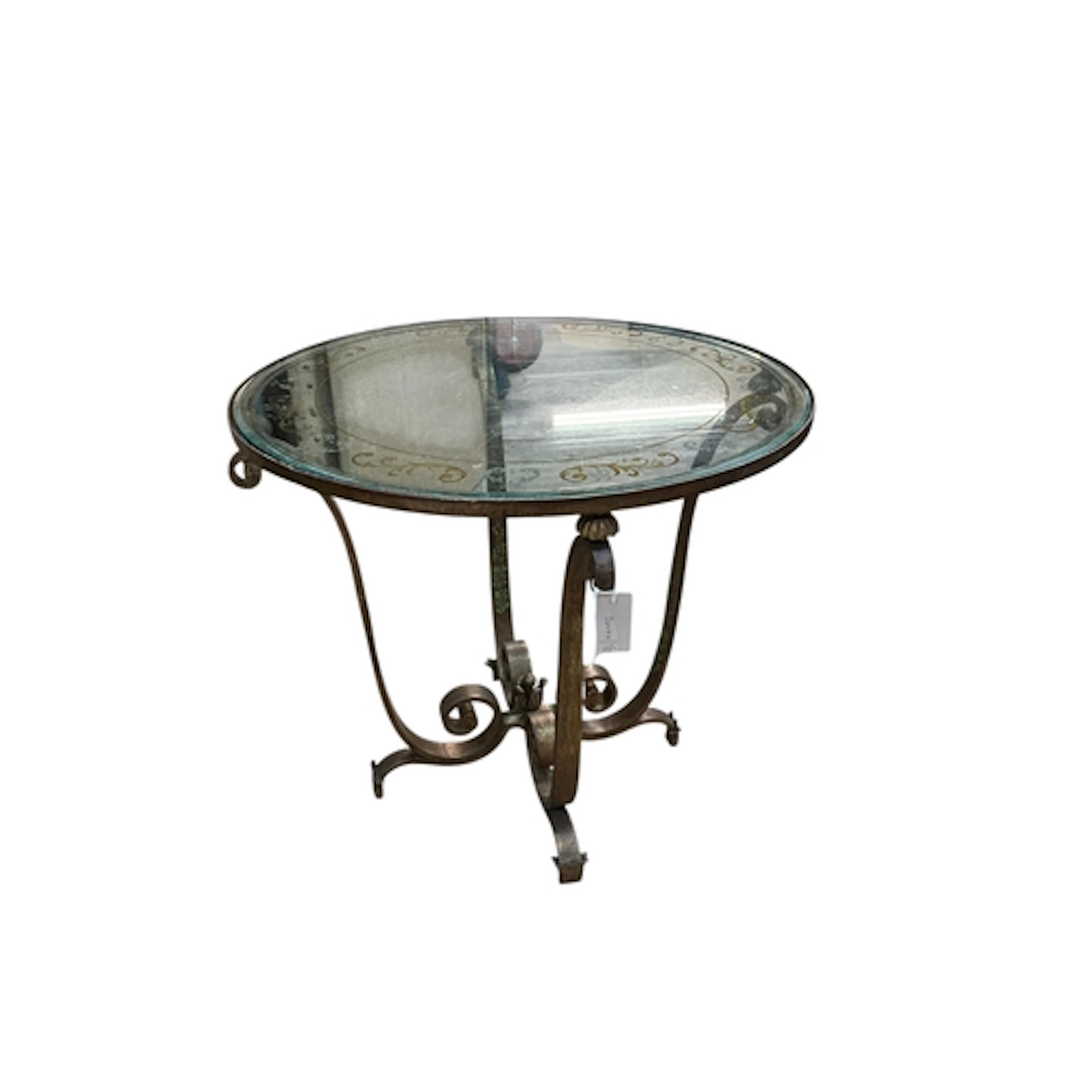In the manner of Raymond Subes, a circular engraved glass an...