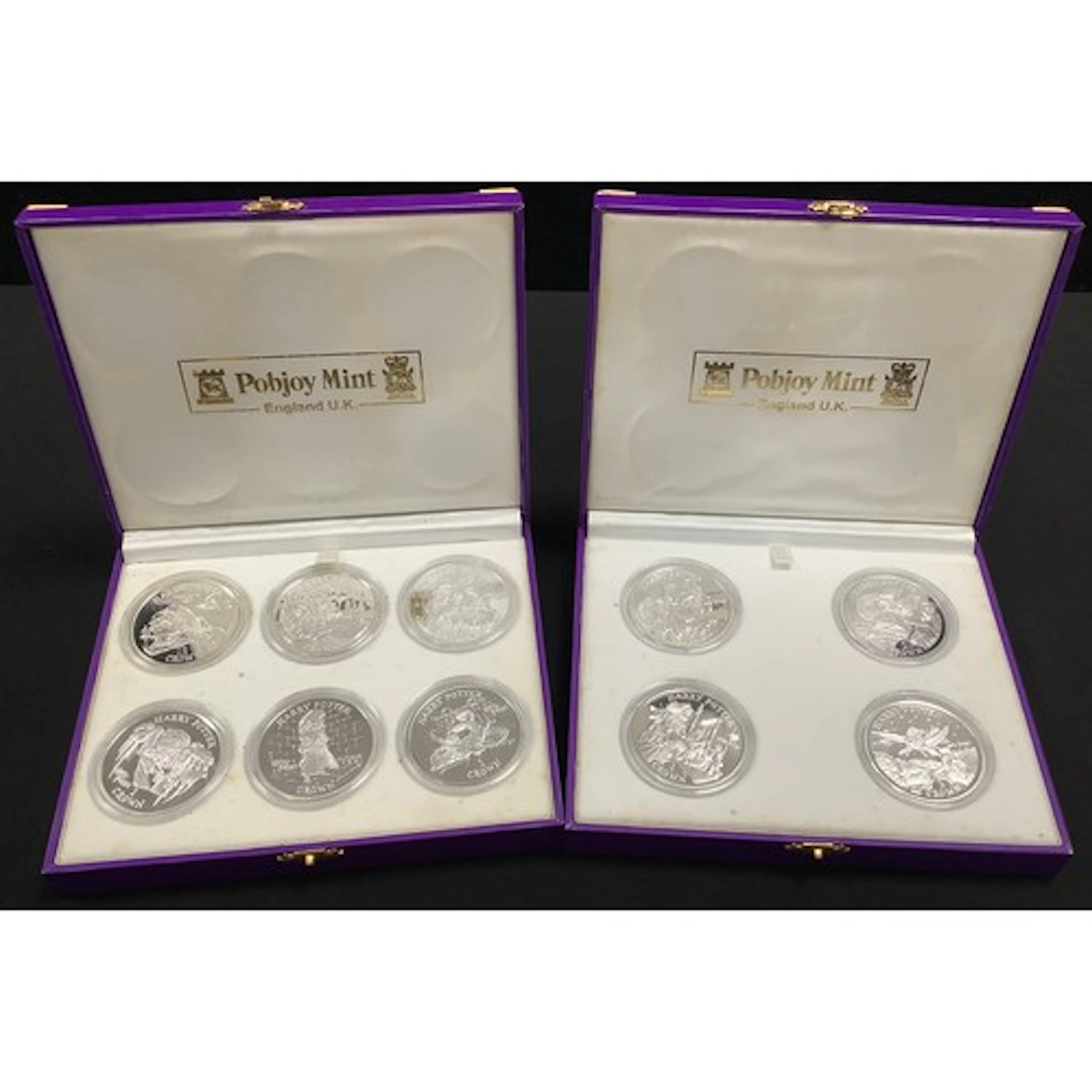 A group of ten Pobjoy Mint sterling silver Harry Potter coll...