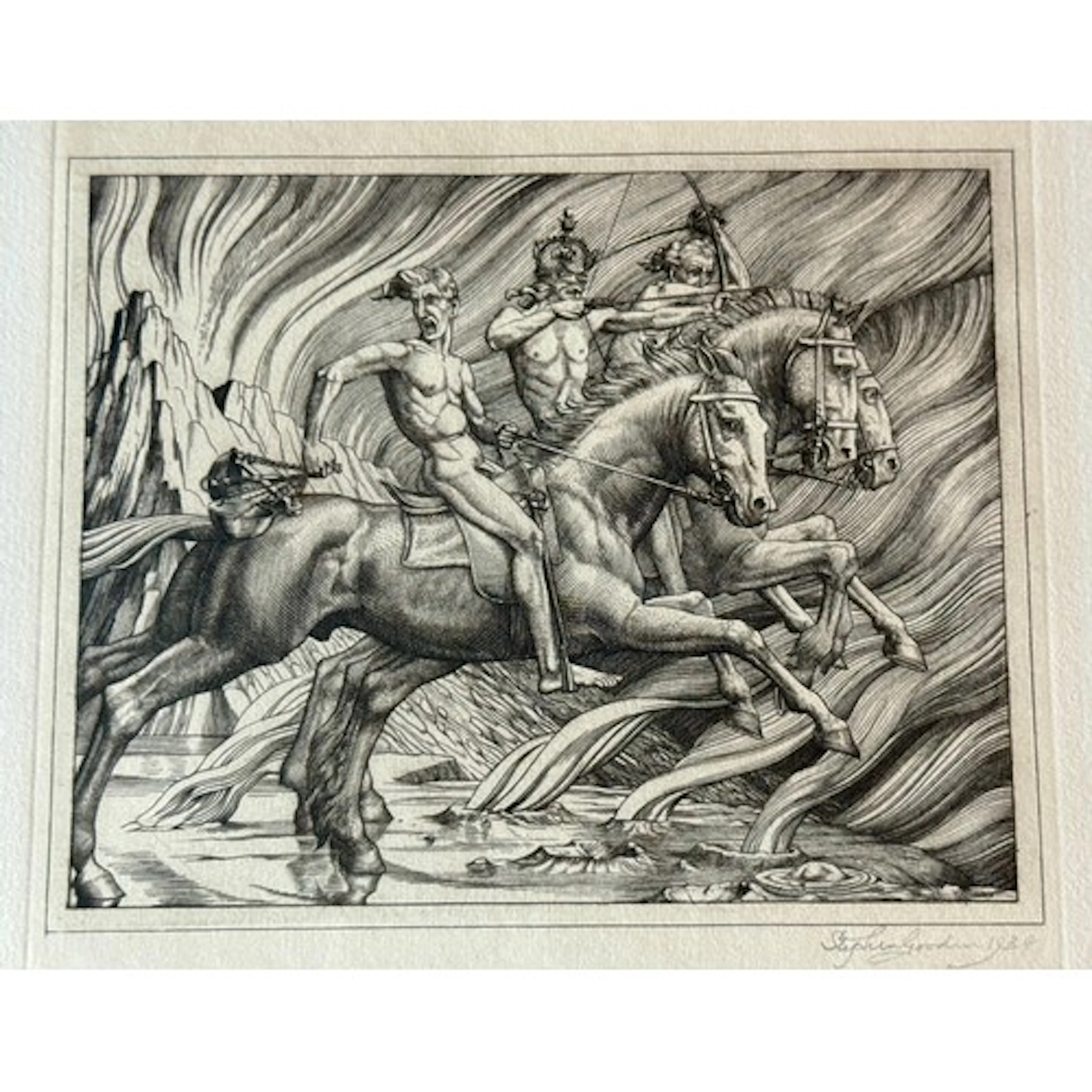 Stephen Gooden etching, ‘The Three Horsemen’, signed and dat...