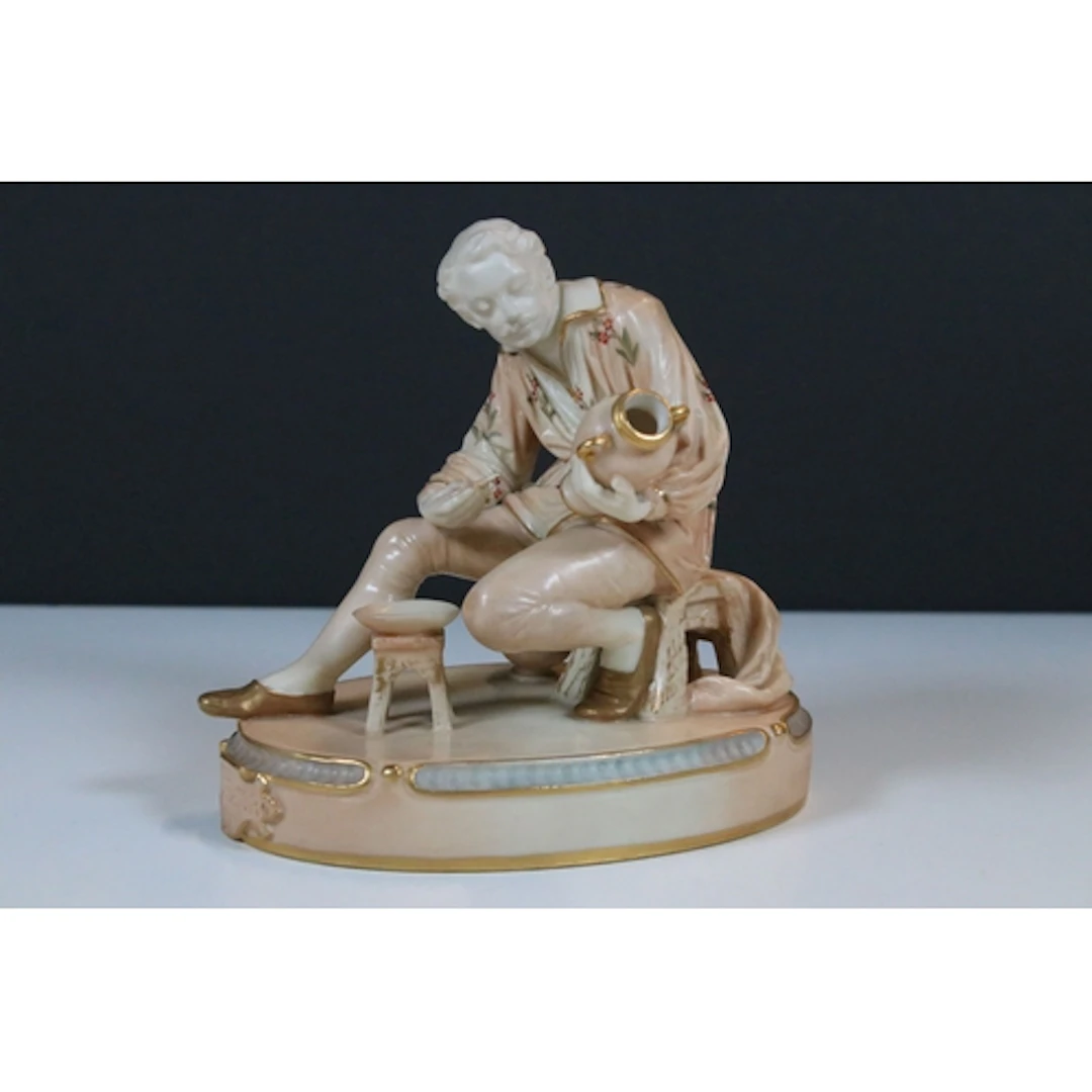 Royal Worcester figure of a decorator, in blush ivory, model...