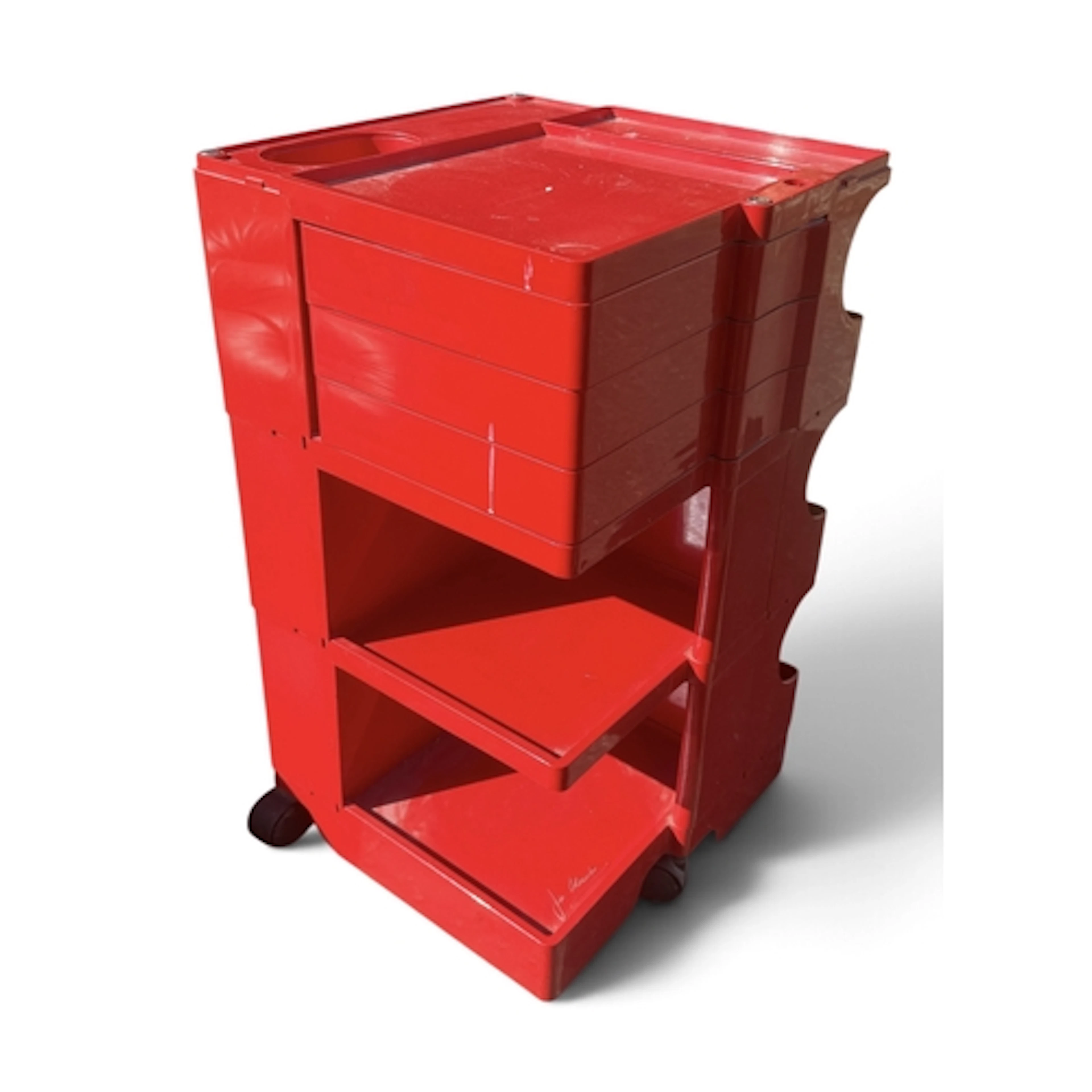 JOE COLOMBO FOR BIEFFEPLAST: A RED BOBBY TROLLY 73cm x 43cm ...