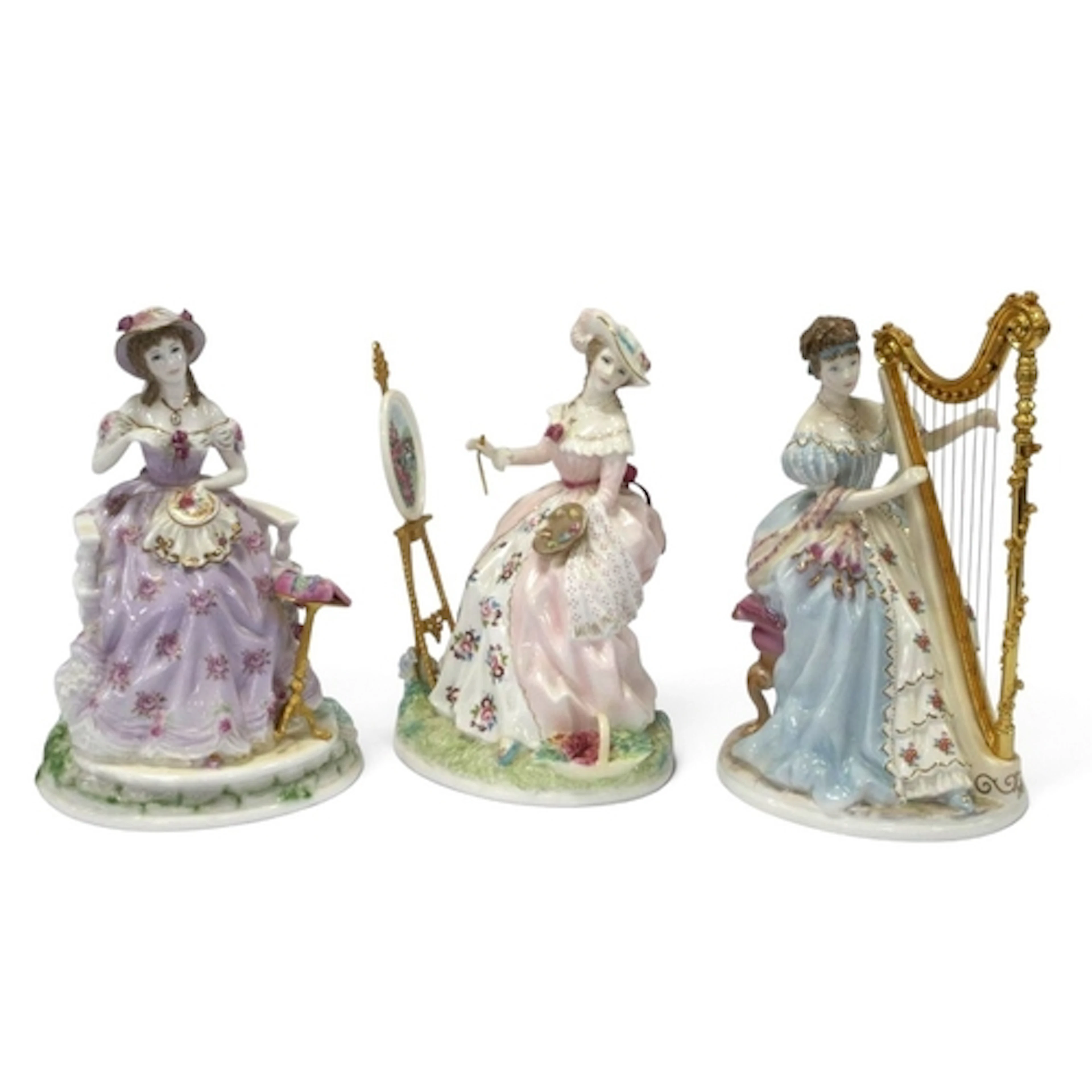 Three Royal Worcester 'The Graceful Arts' Figurines Designed...