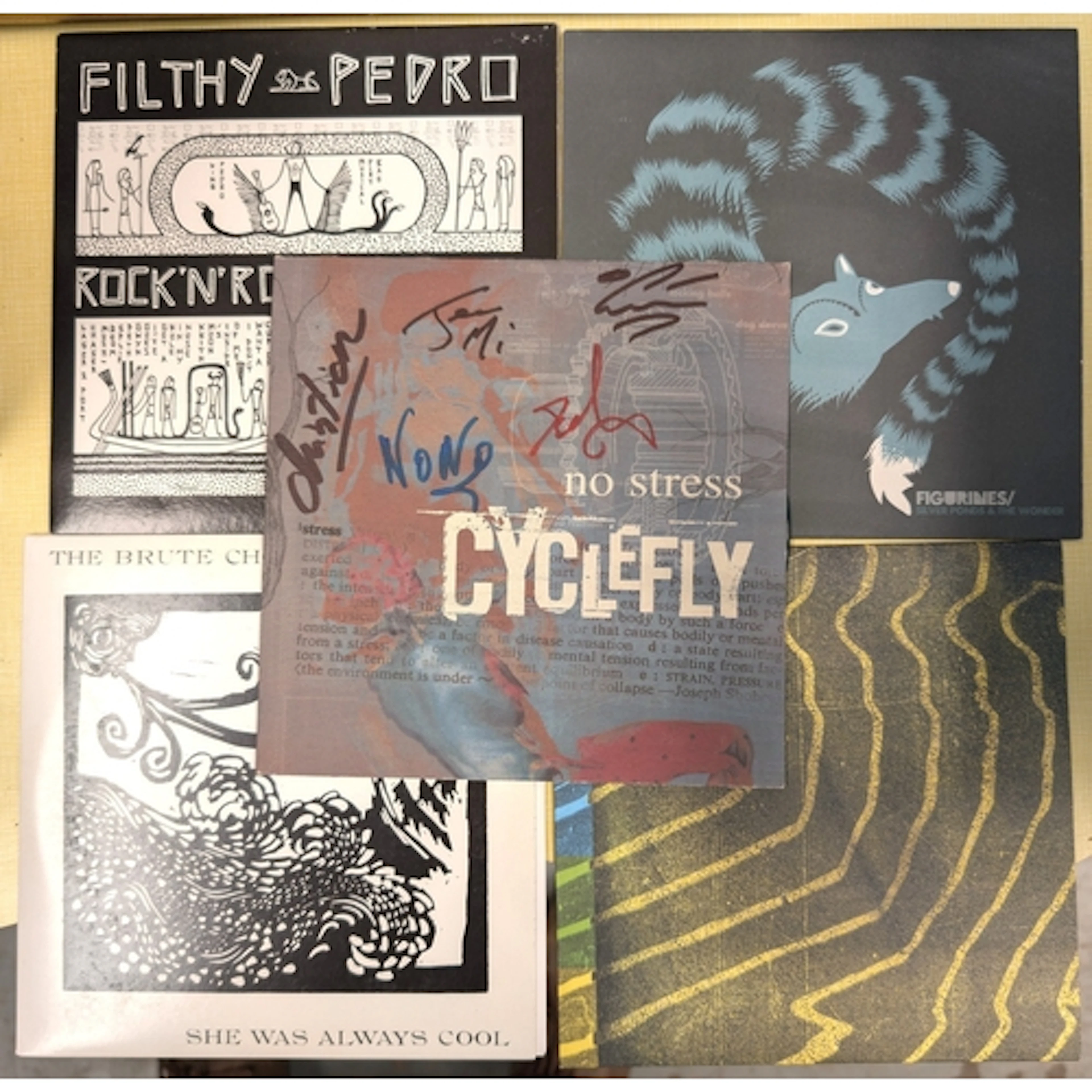 Limited edition 7" records, No Stress Cyclefly (signed limit...