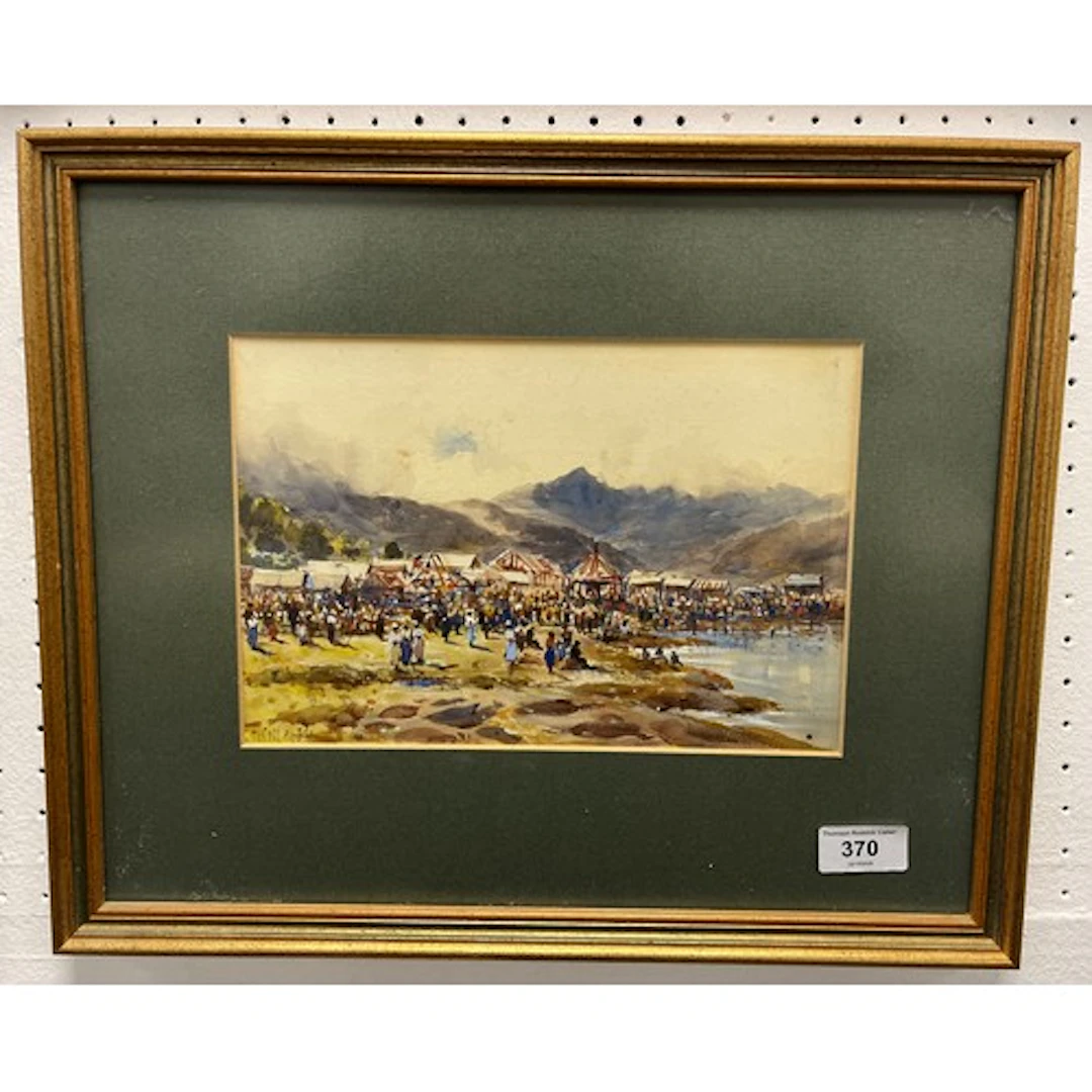 Hebert Moxon Cook, "Brodick Fair", Watercolor, signed lower ...