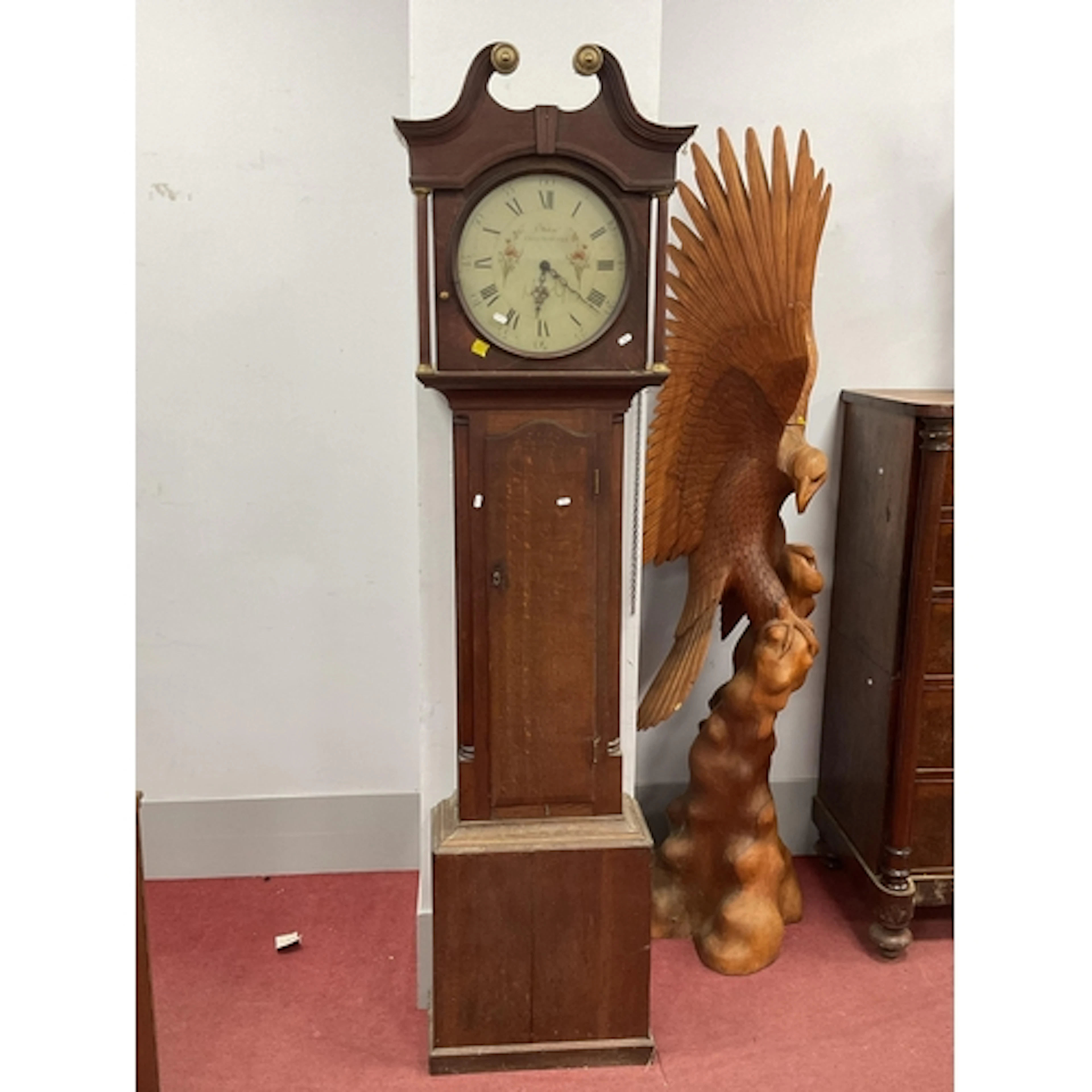 XVIII Century Oak Longcase Clock, with painted dial by T. Ma...