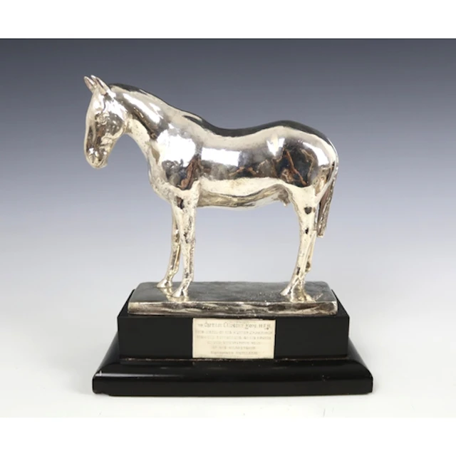 A silver equestrian sculpture, hallmarked for London 1939, s...