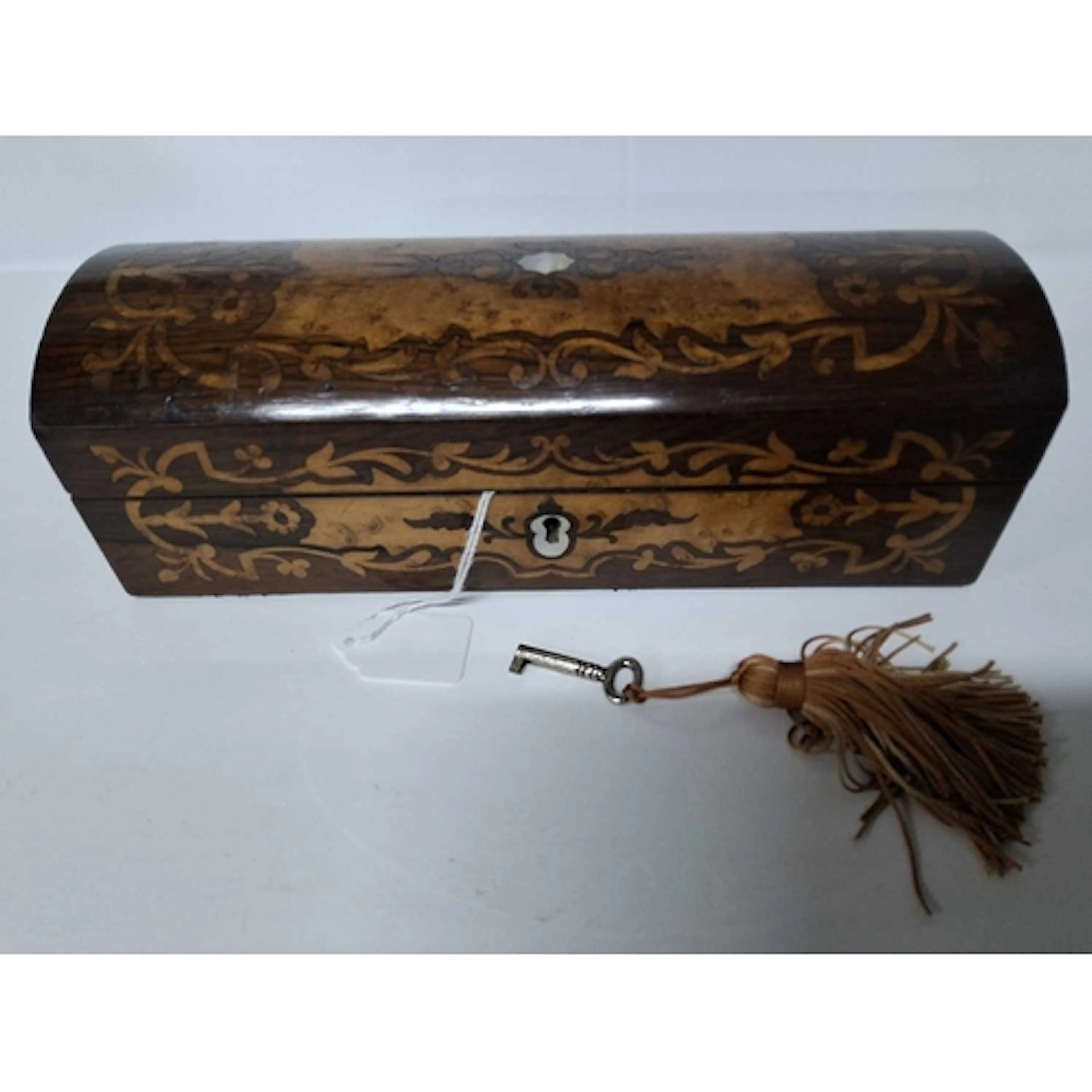 A 19TH CENTURY DOME SHAPED GLOVE BOX, circa 1830s, veneered ...