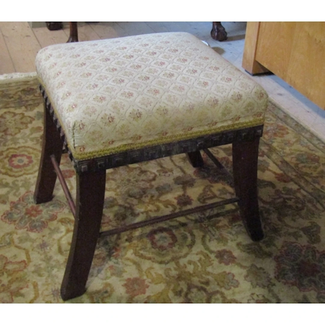 Mahogany Framed Stool Sabre Supports Upholstered Seat Approx...