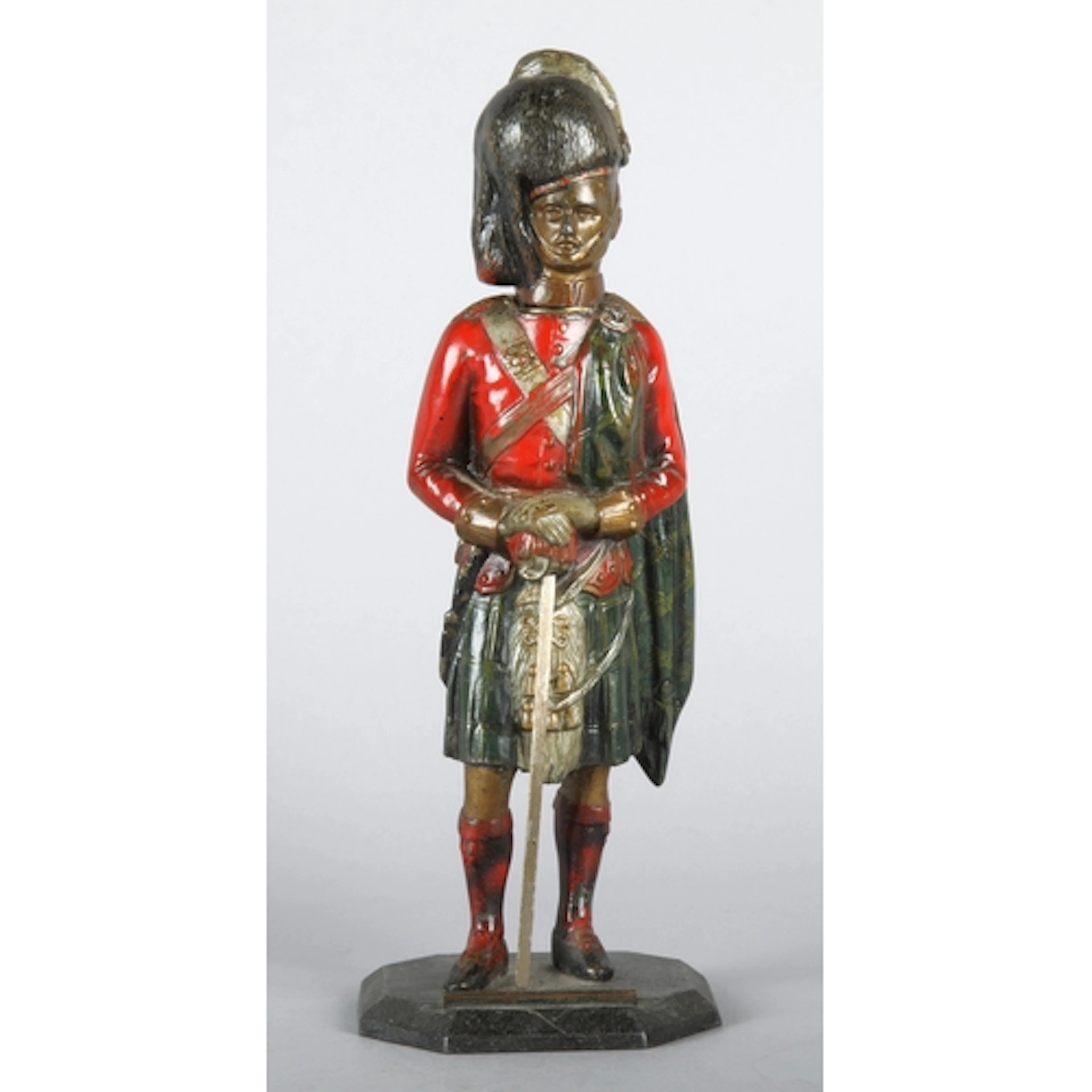 Painted metal figure of a Scottish Highlander soldier in the...