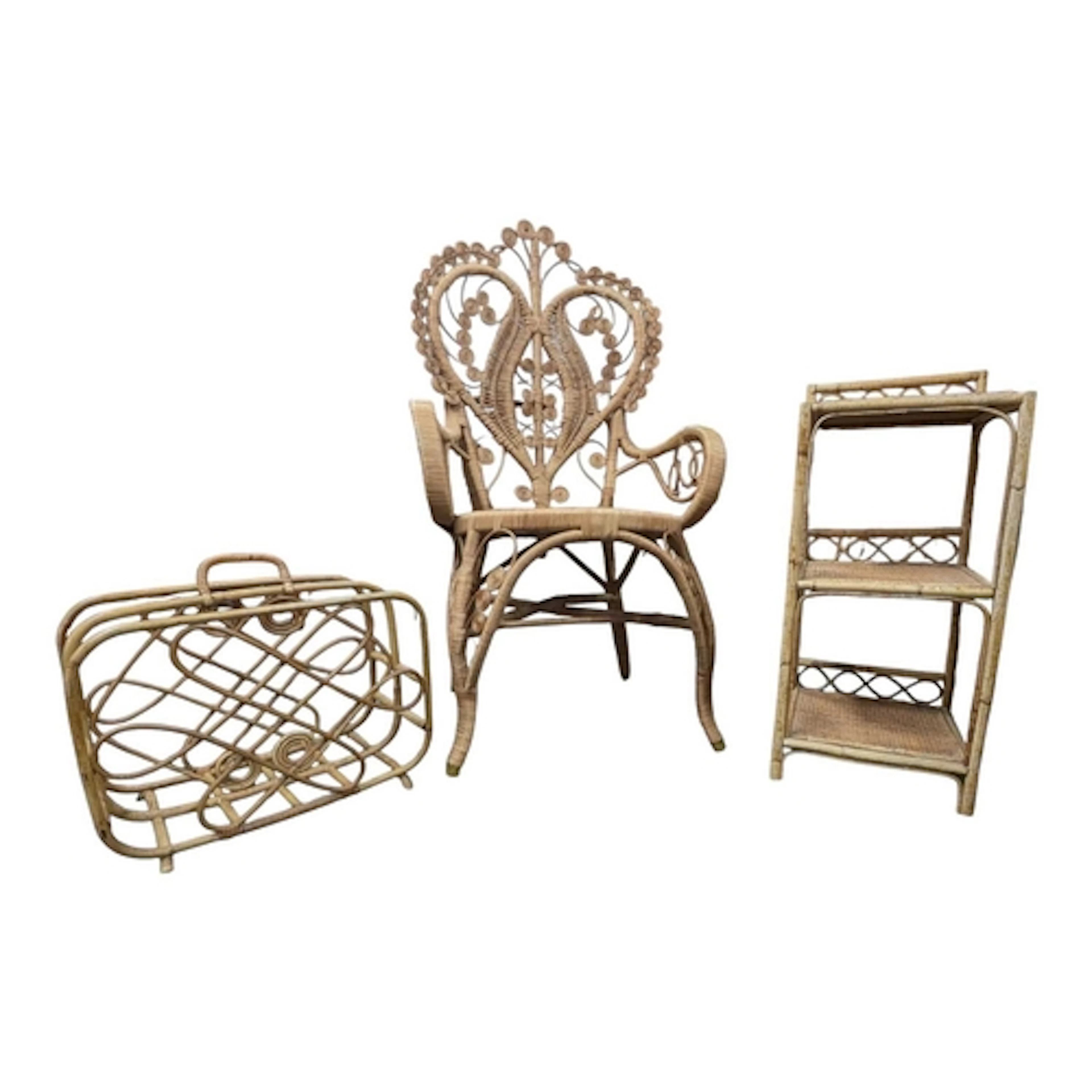 A collection of vintage circa 1970s 20th century bamboo, wic...