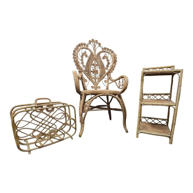 A collection of vintage circa 1970s 20th century bamboo, wic...