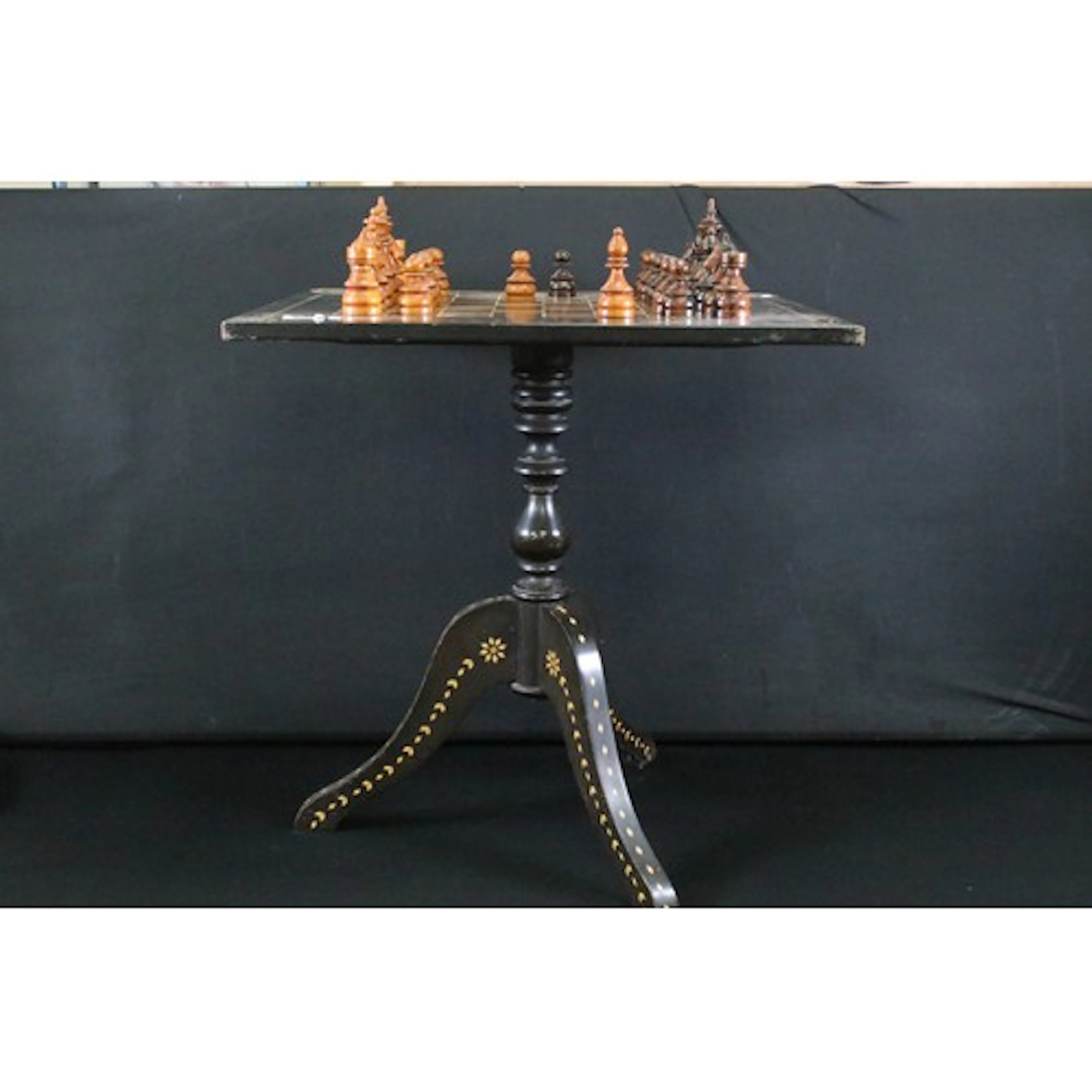 20th century painted games table, having chess board to top,...