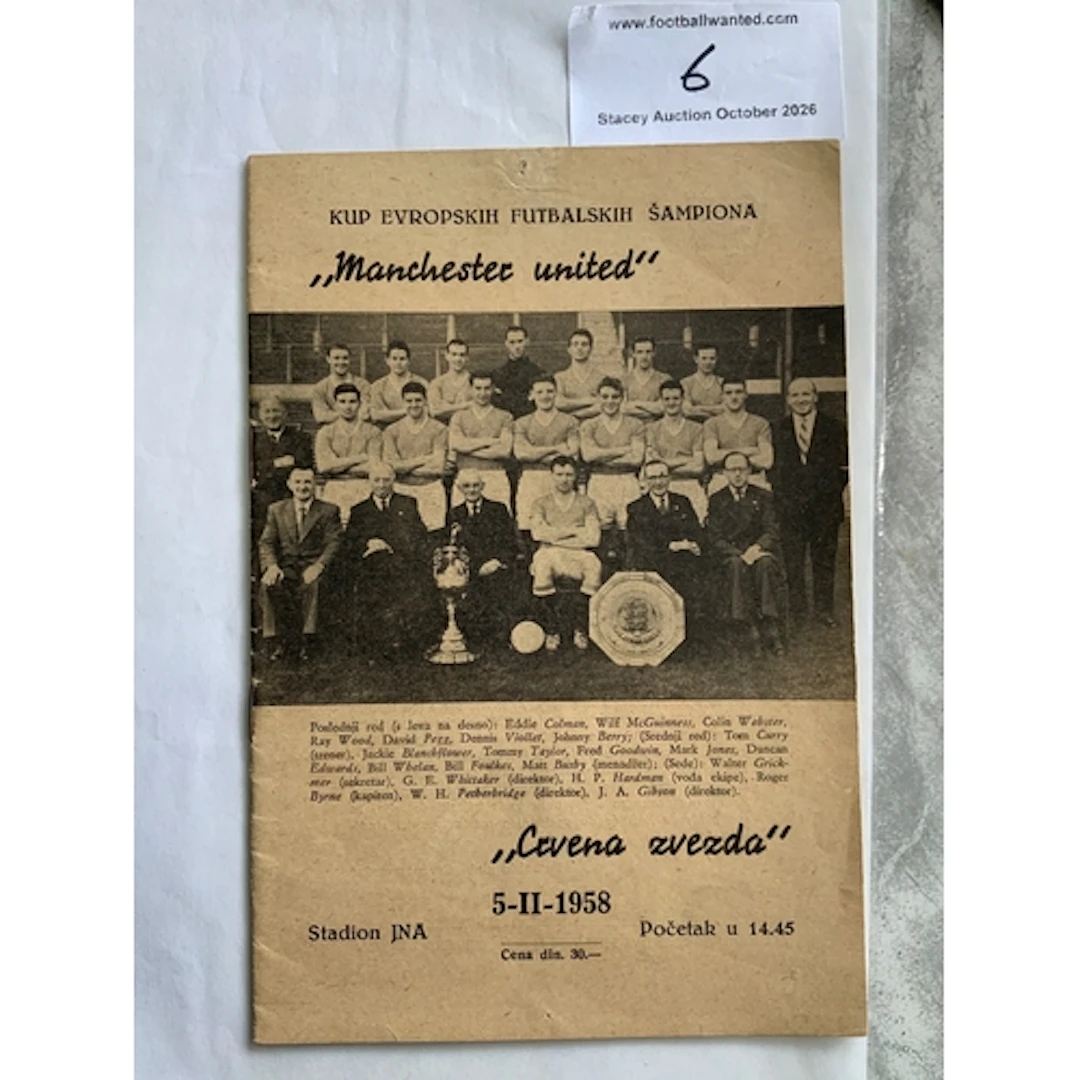 57/58 Red Star Belgrade v Manchester United Football Program...