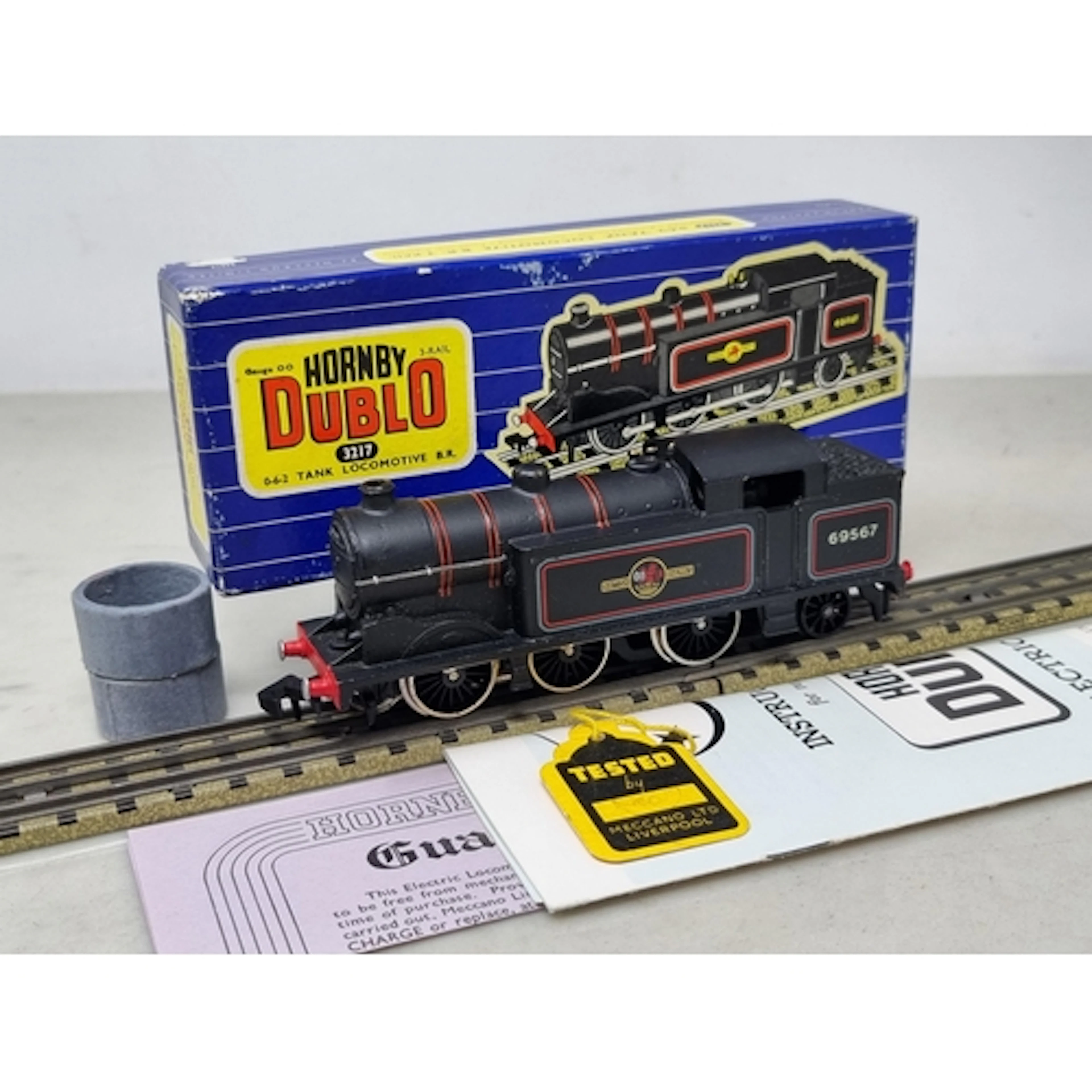 A boxed Hornby Dublo 3217 0-6-2T, final issue with coal in b...
