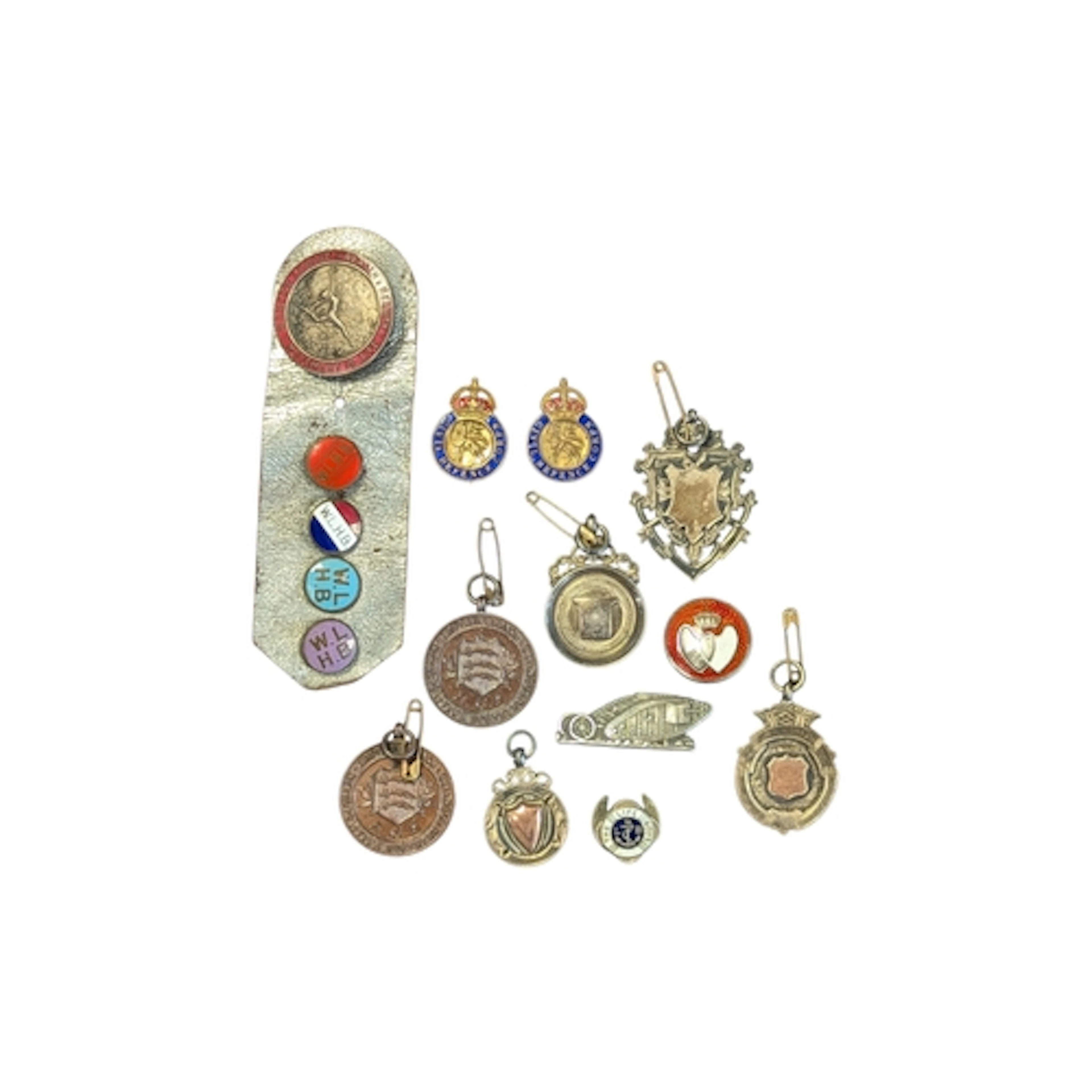 A collection of mid century silver hallmarked medals / badge...