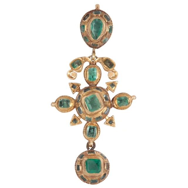 An emerald pendant, Iberian peninsula, 19th century, compose...