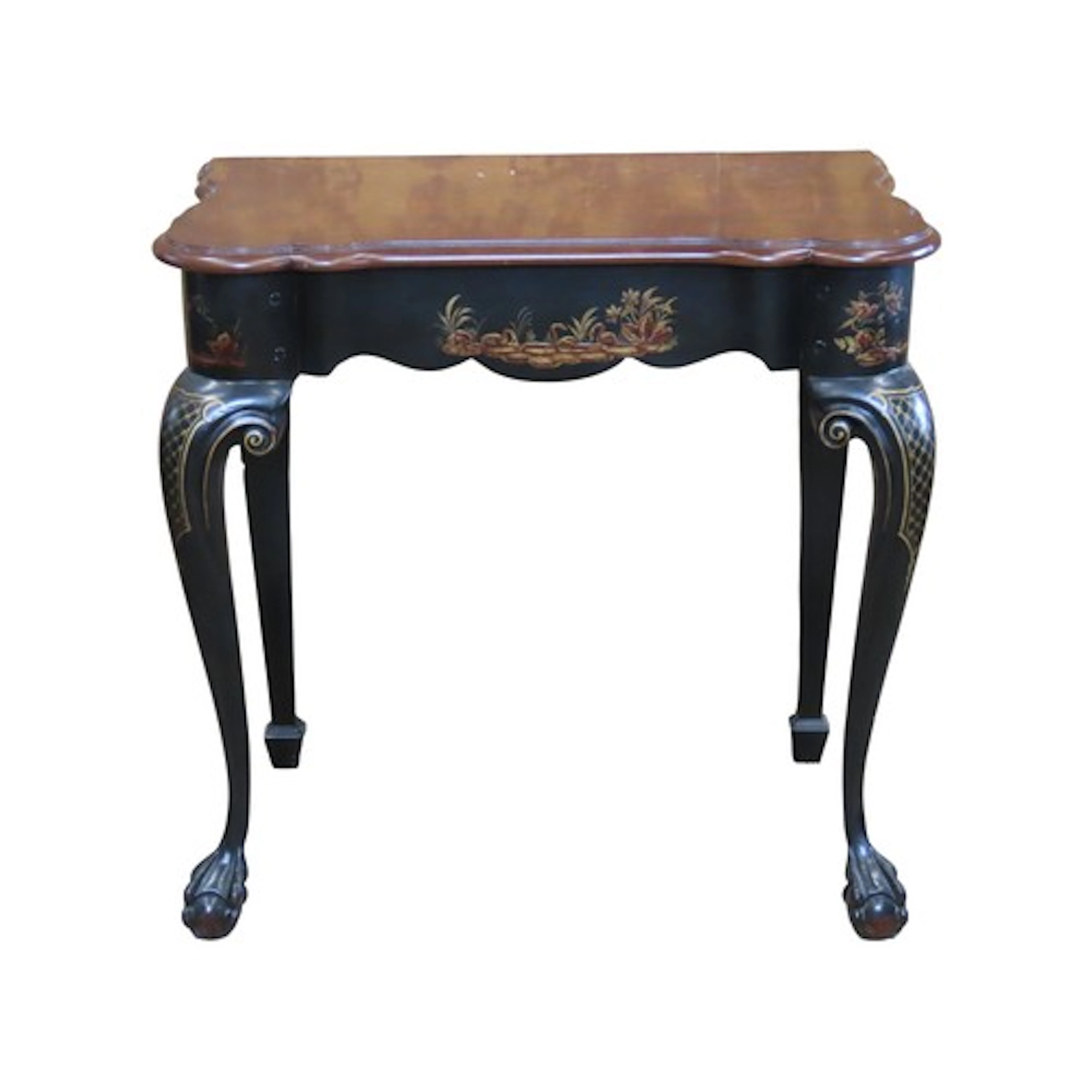 A good quality reproduction console table black lacquered ch...