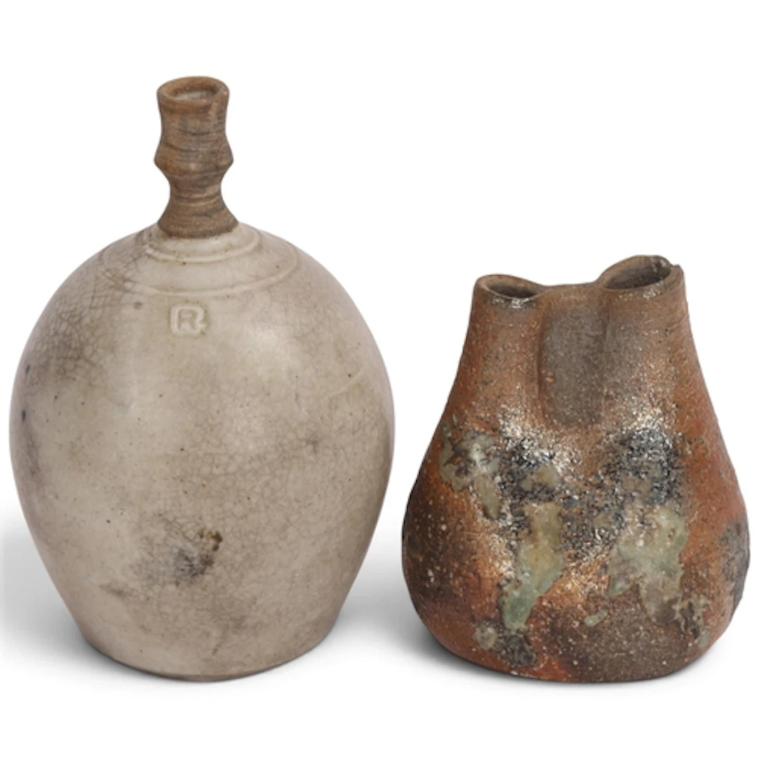 Three pieces of mid-century studio pottery, two with makers ...